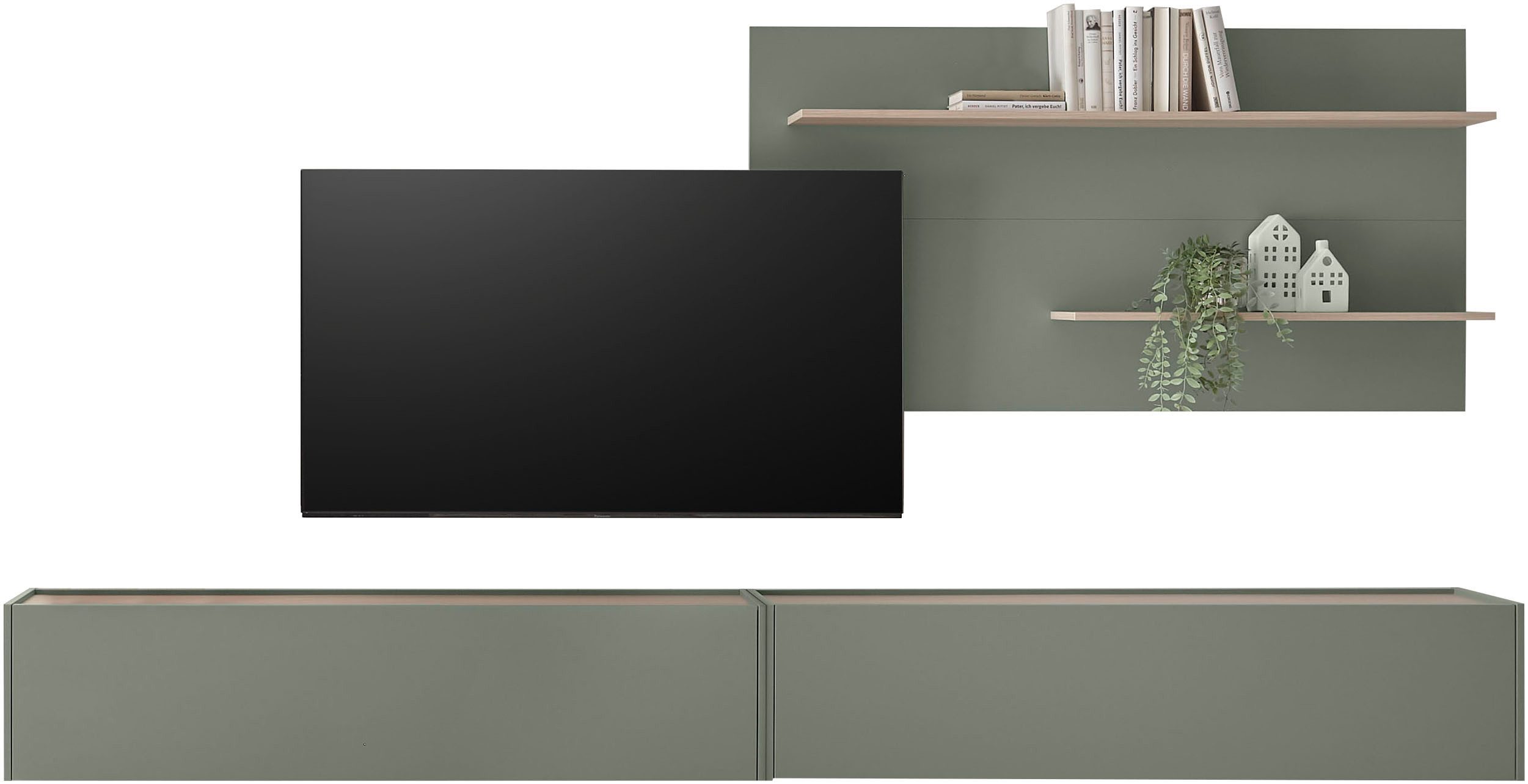 Home affaire Wohnwand City/Giron, moderne Anbauwand, Komplettset in vielen Farben verfügbar, (Set, 3-St), enthält zwei Hängeschränke & ein Wandpaneel