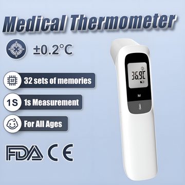 HIYORI Infrarot-Fieberthermometer Digitales Infrarot-Stirnthermometer Schnelle Präzise Temperaturmessung, Dreifarben-Display Speicherfunktion