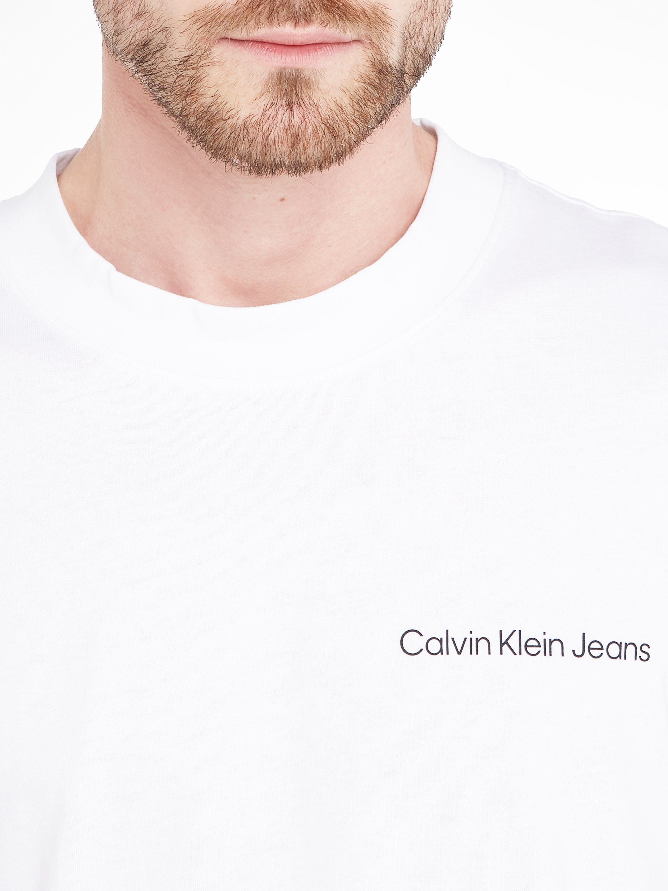 Calvin Klein Jeans White TAPE TEE T-Shirt LOGO Bright