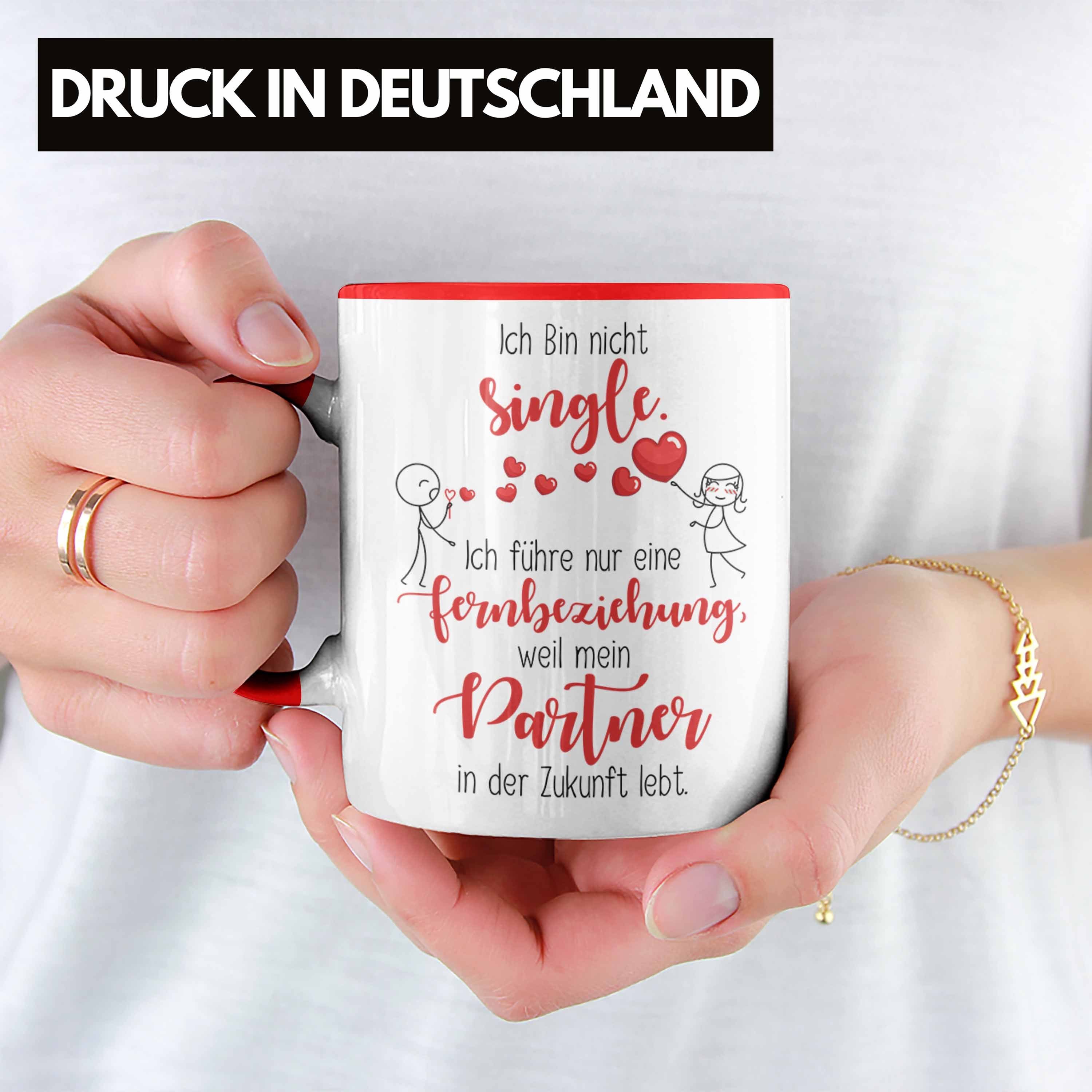 Single mit der Partner Tasse Trendation Rot Fernbeziehung Tasse Geschenk Zukunft in Geschen