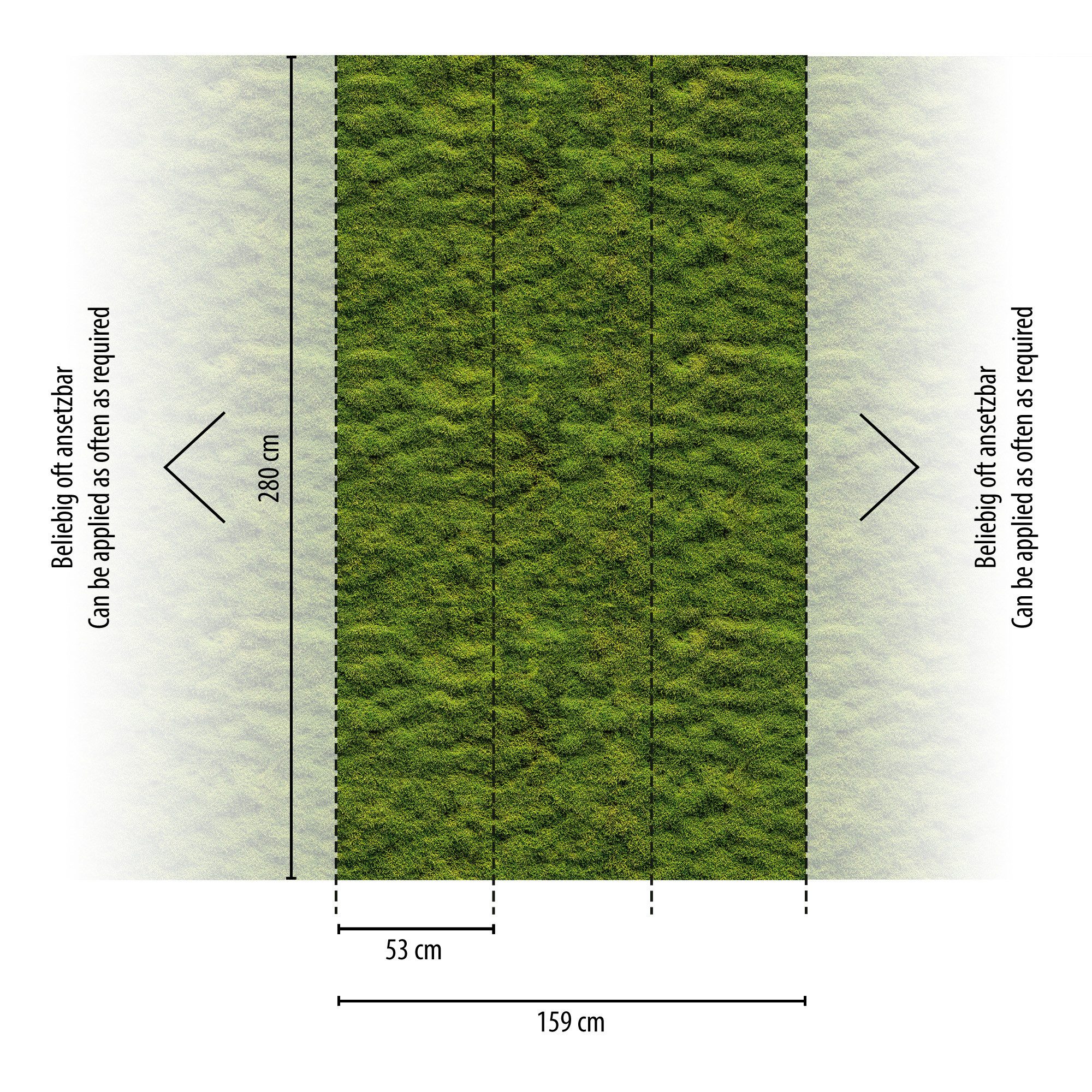 living walls Fototapete THE WALL III Mooswand Tapete Motivtapete Natur Natur, glatt, matt, (1 St), Vliestapete floral für Schlafzimmer Küche Wohnzimmer Mooswand Design