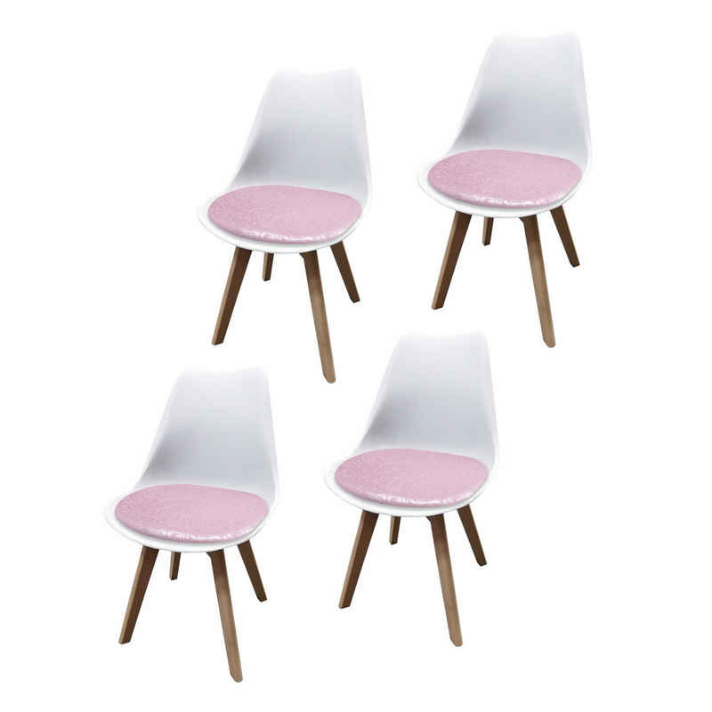 HTI-Living Esszimmerstuhl Esszimmerstuhl 4er Set Weiß mit Kunstledersitz (Set, 4 St), Küchenstuhl mit Kunststoffschale und Kunstledersitzfläche