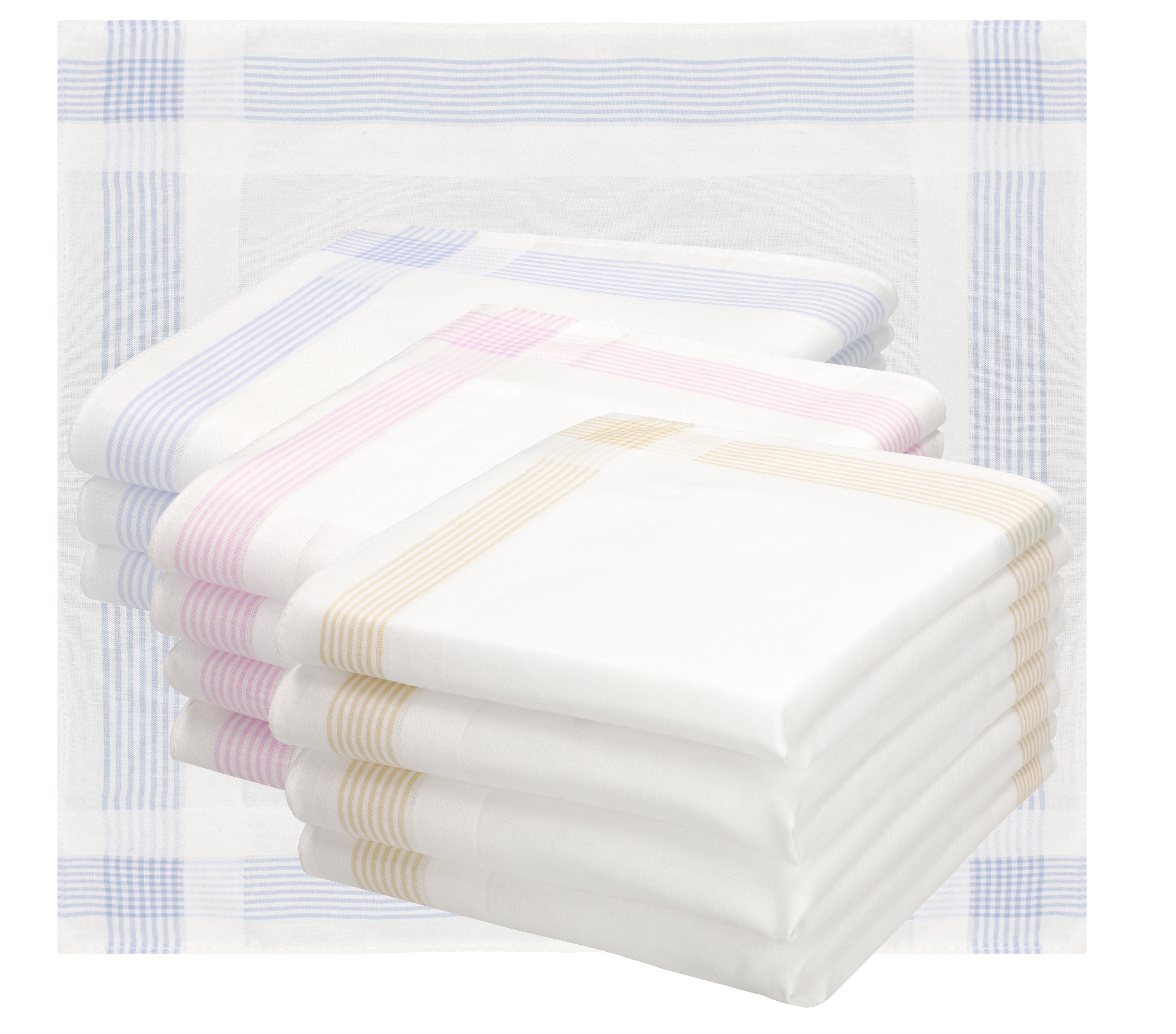 12 Stück Stofftaschentücher Damen - Vintage Bestickt 28x28cm Baumwolle