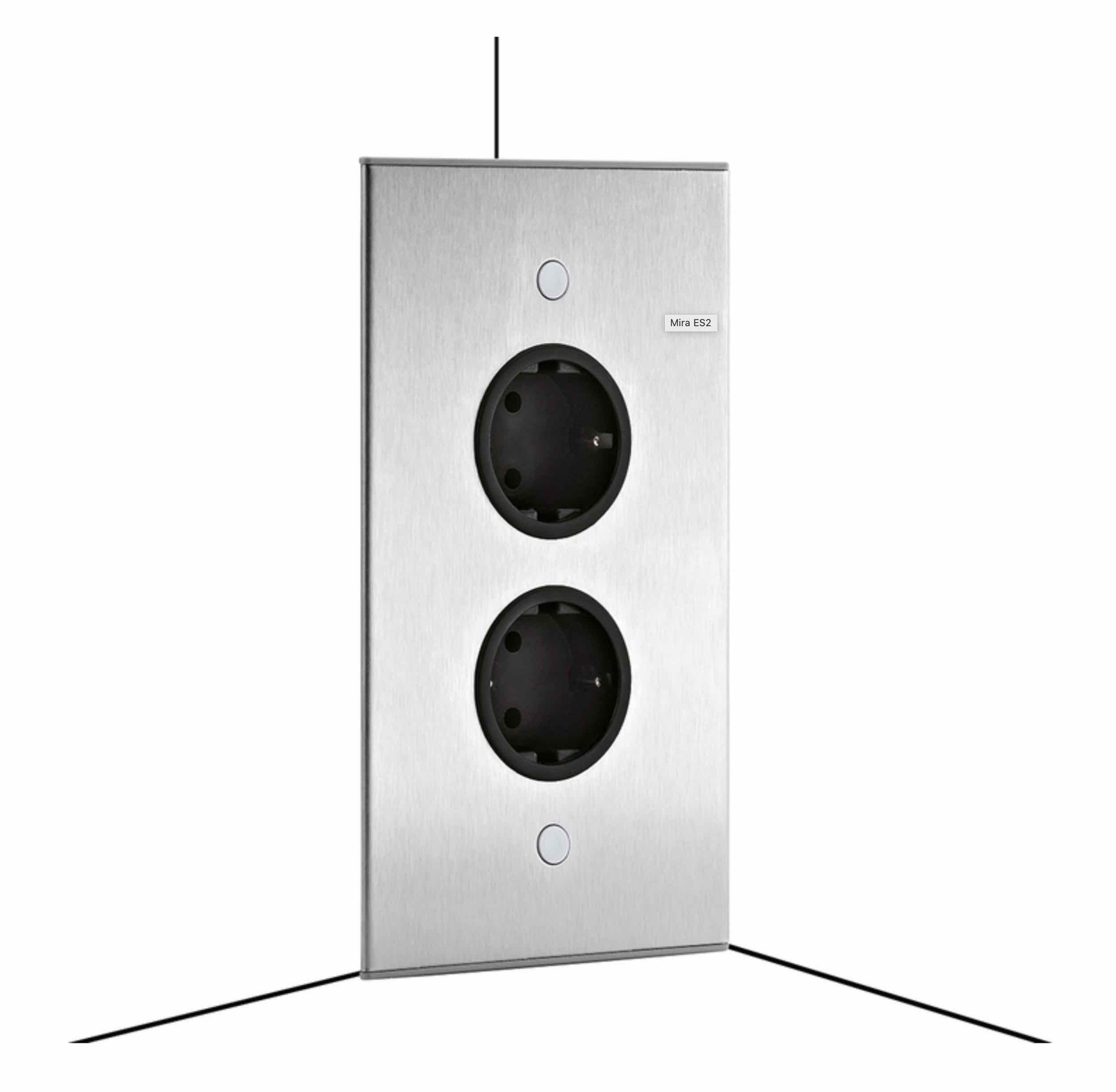 Thebo Thebo ST 3007/2 Steckdosenelement Edelstahl 2-fach Steckdosenleiste Mehrfachsteckdose