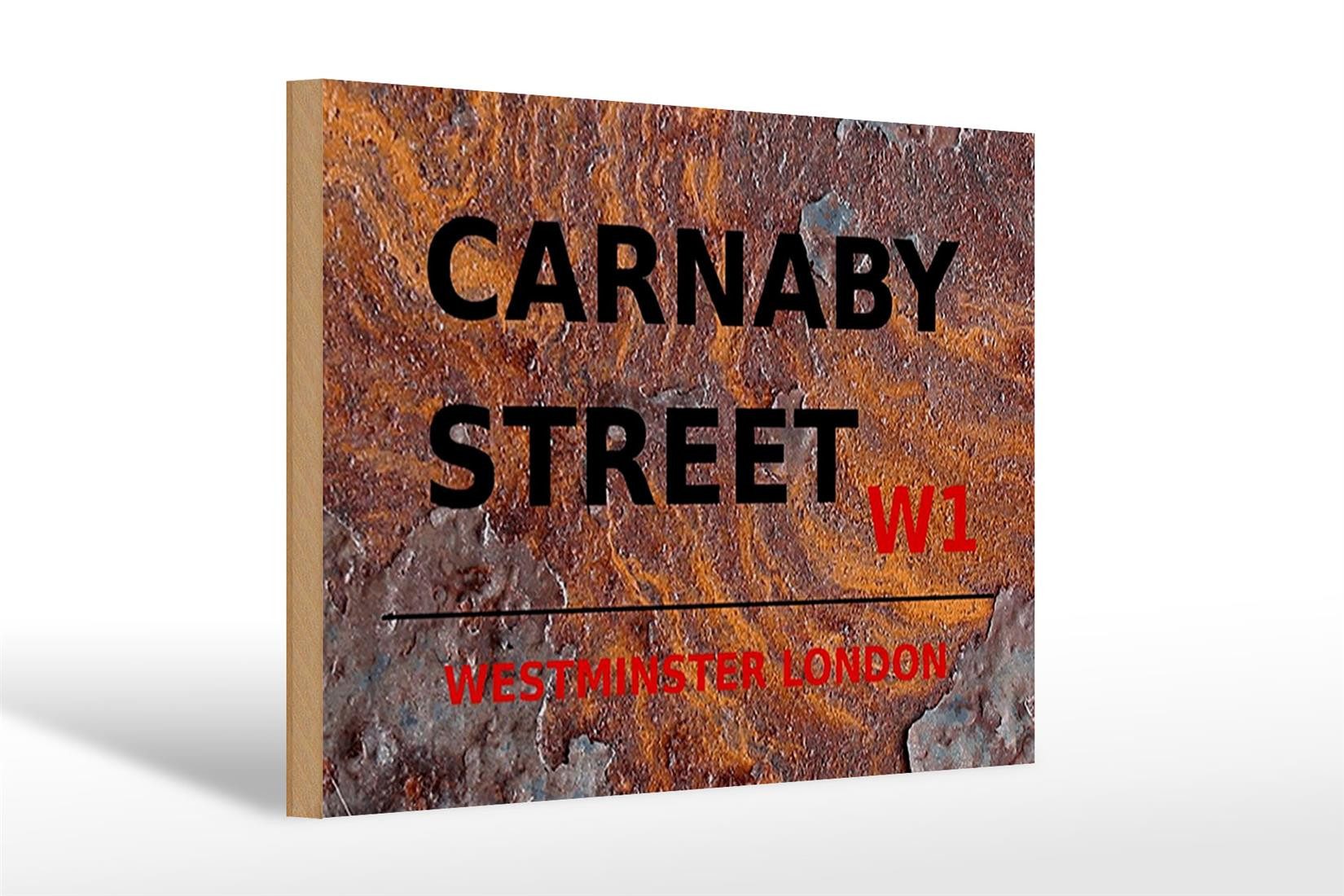 Femer GmbH Holzbild London 30x20cm Westminster Carnaby Street W1, (1 St), Glatte Holzfaserplatte (MDF), vorn beschichtet