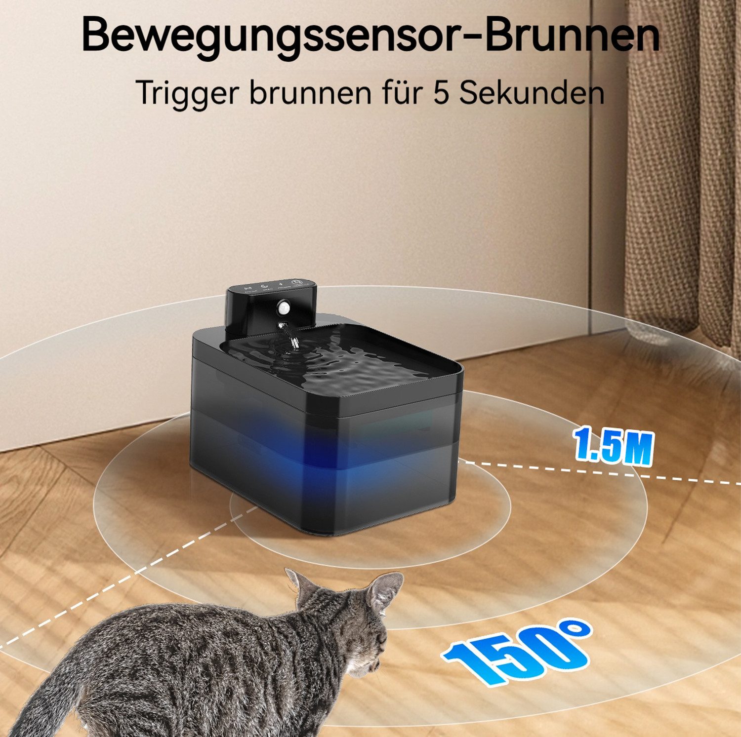BlingBin Trinkbrunnen Katzenbrunnen Kabellos mit Bewegungsmelder günstig online kaufen