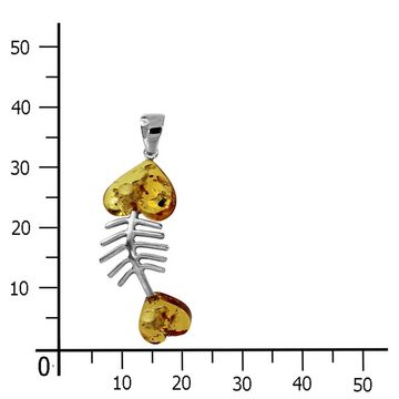 OSTSEE-SCHMUCK Kettenanhänger - Fisch 35 mm - Silber 925/000 - Bernstein (1-tlg)