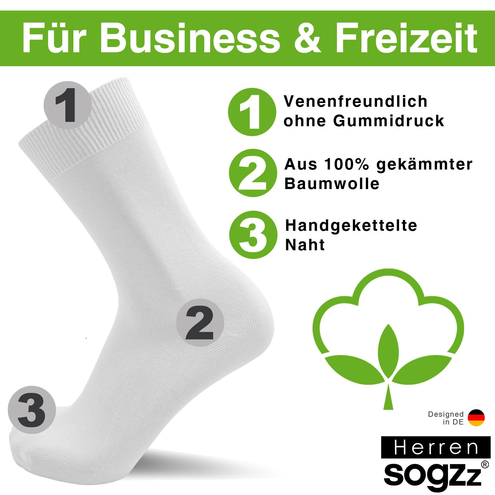 sogzz Businesssocken 6-12 Paar 100% Baumwolle Herren Herrensocken Schwarz W günstig online kaufen