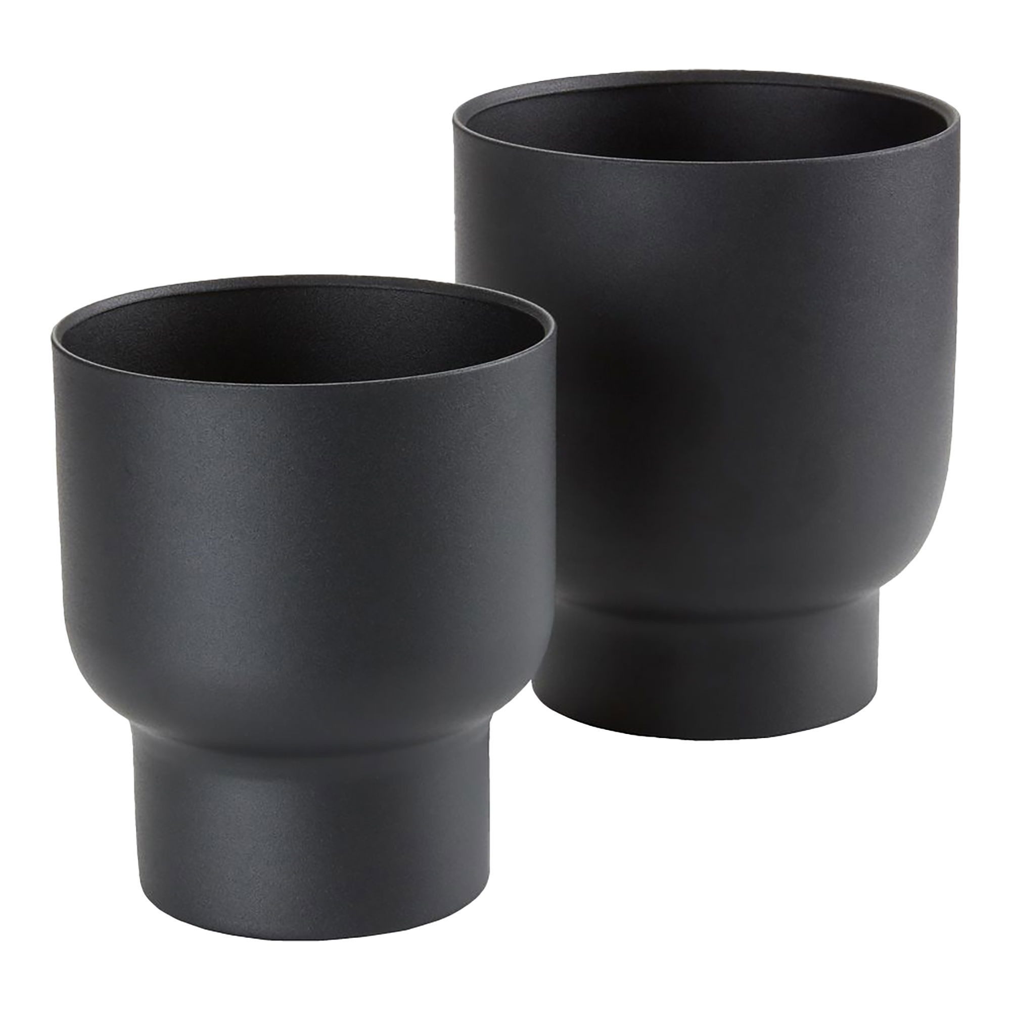 tinkaro Blumentopf Blumentöpfe Set aus Metall 14x16 x 16x19 cm Schwarz (1 St), Schwarze Pflanzkübel in zwei Größen für verschiedene Wohnbereiche