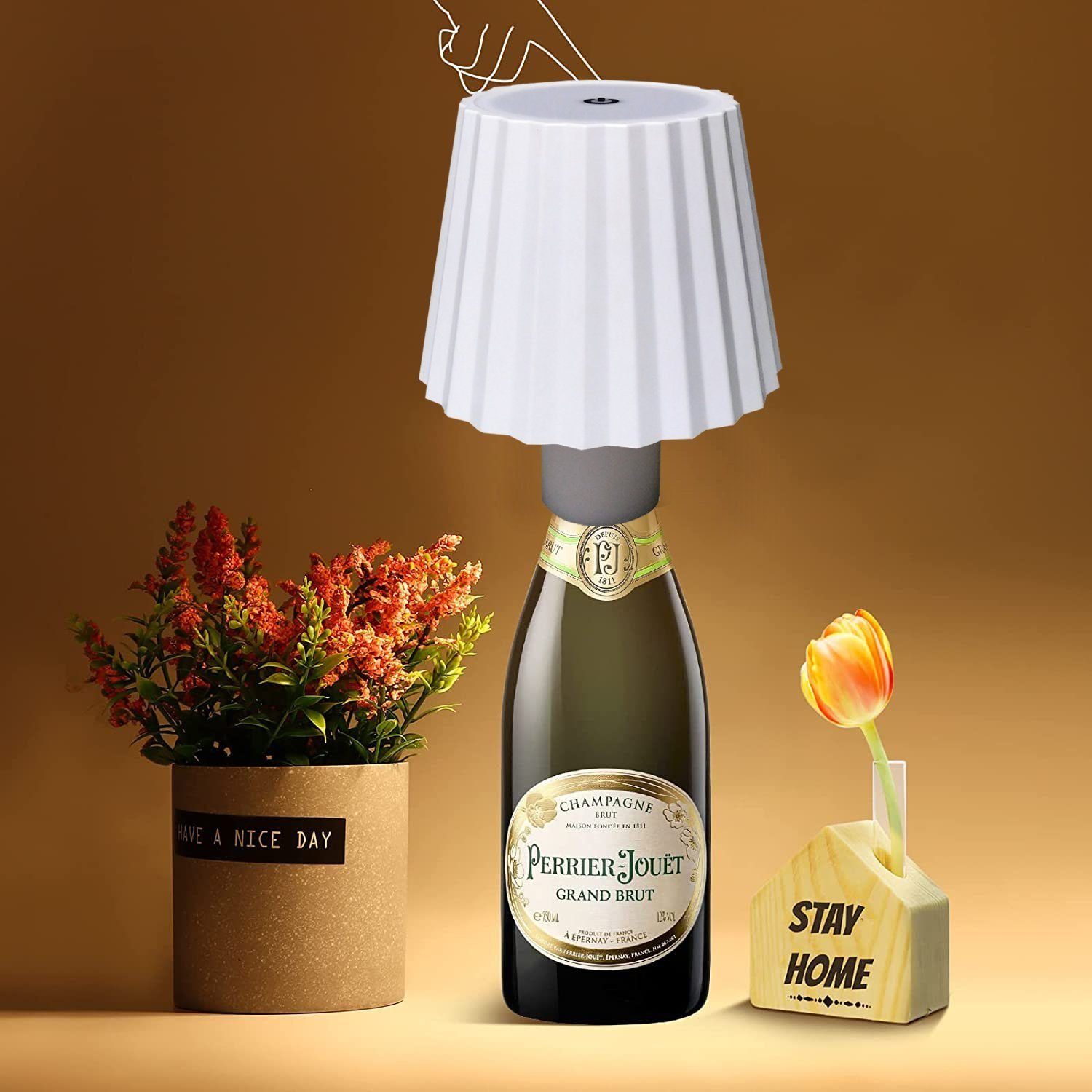 KUGI LED Nachttischlampe LED Tischleuchte Dimmbare Flaschenlampe Akku, Bar-Restaurant-Atmosphärenlicht, Kabellos Weinflaschenlicht,LEDTischleuchte Akku,2000mAh weiß