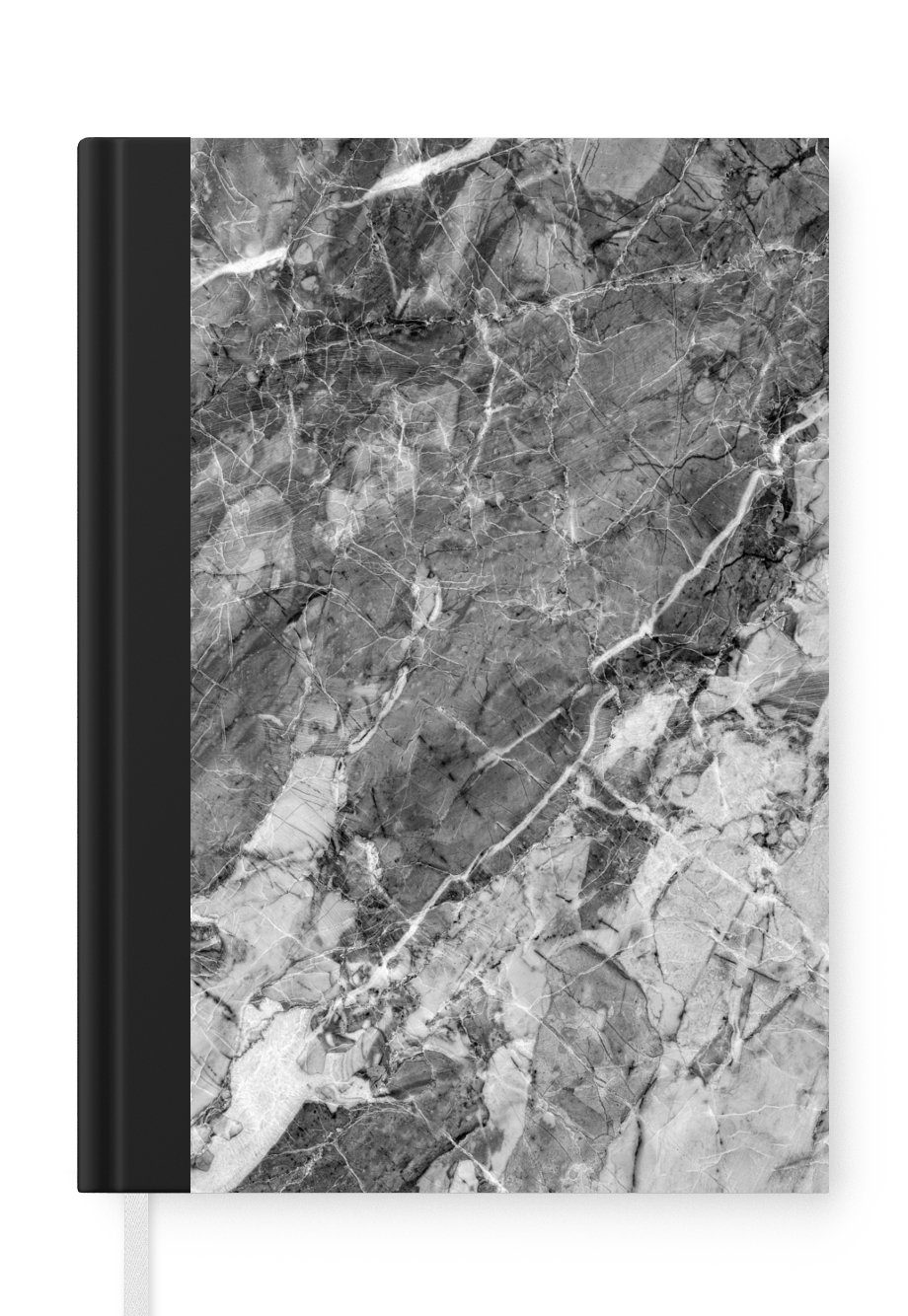 Schwarz Merkzettel, Notizheft, Seiten, Journal, - MuchoWow Granit - Haushaltsbuch - Grau, Tagebuch, Stein 98 A5, Notizbuch
