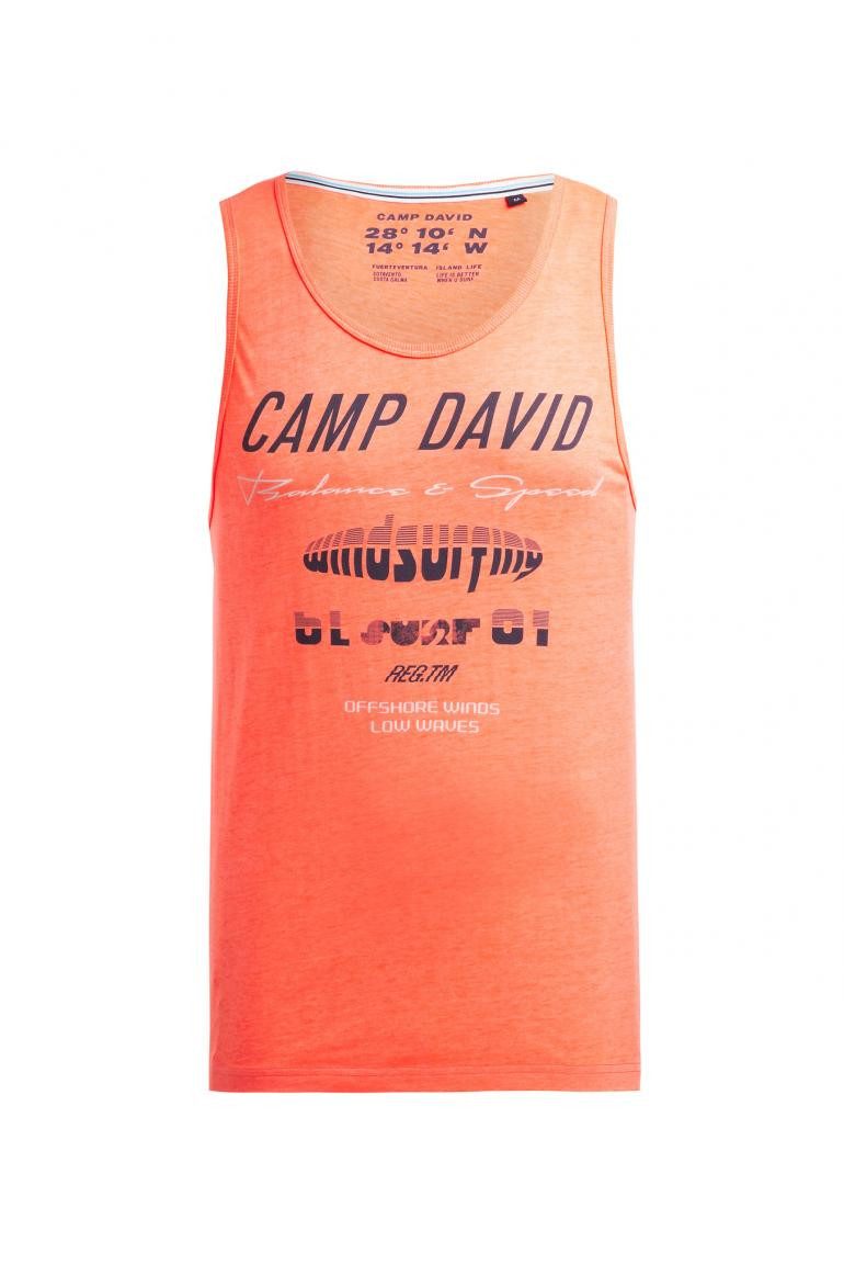 CAMP DAVID Tanktop mit Ausbrenner-Effekten und Prints, Used-Vintage-Look