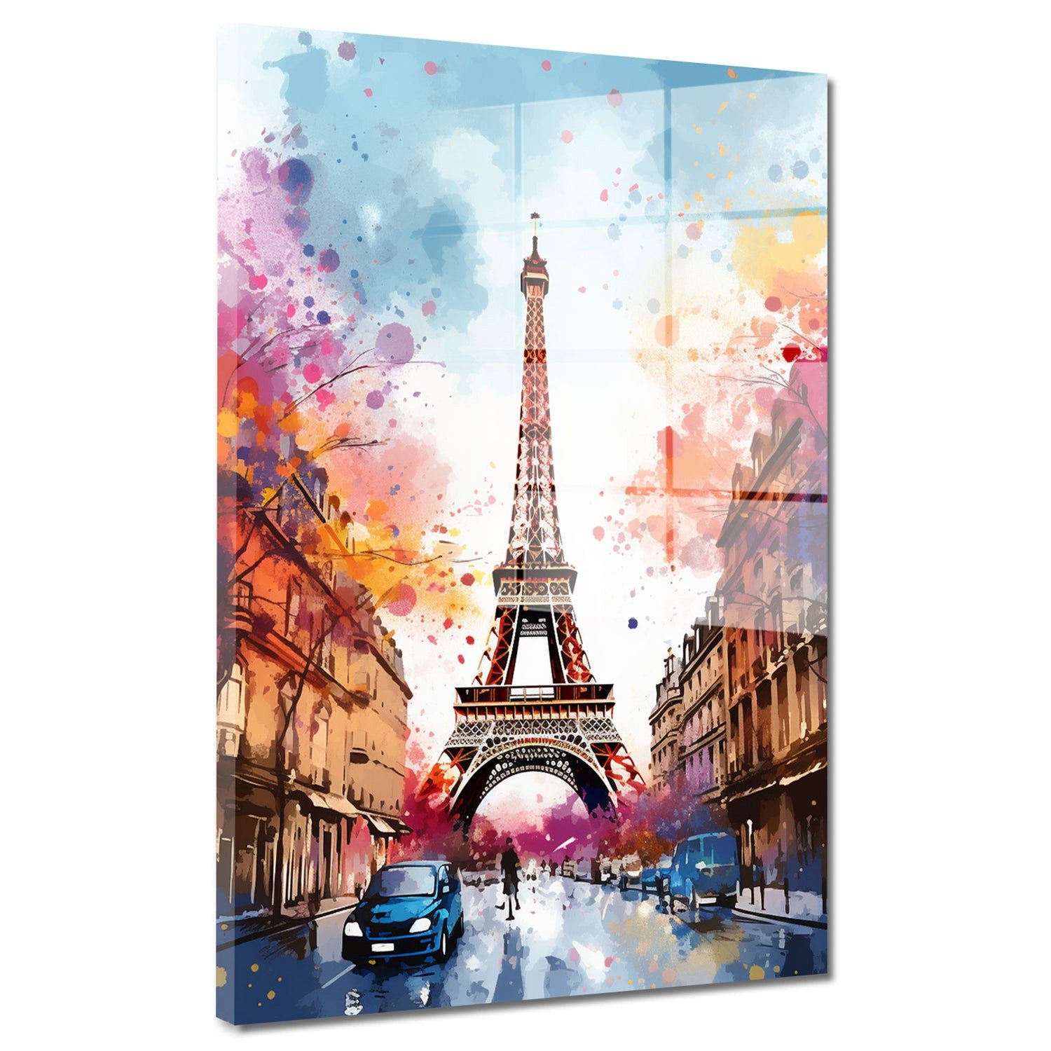 Artedinoi Acrylglasbild Pop Art Eiffelturm Paris Acrylglas Wandbild Bild Wanddeko Wohnzimmer X