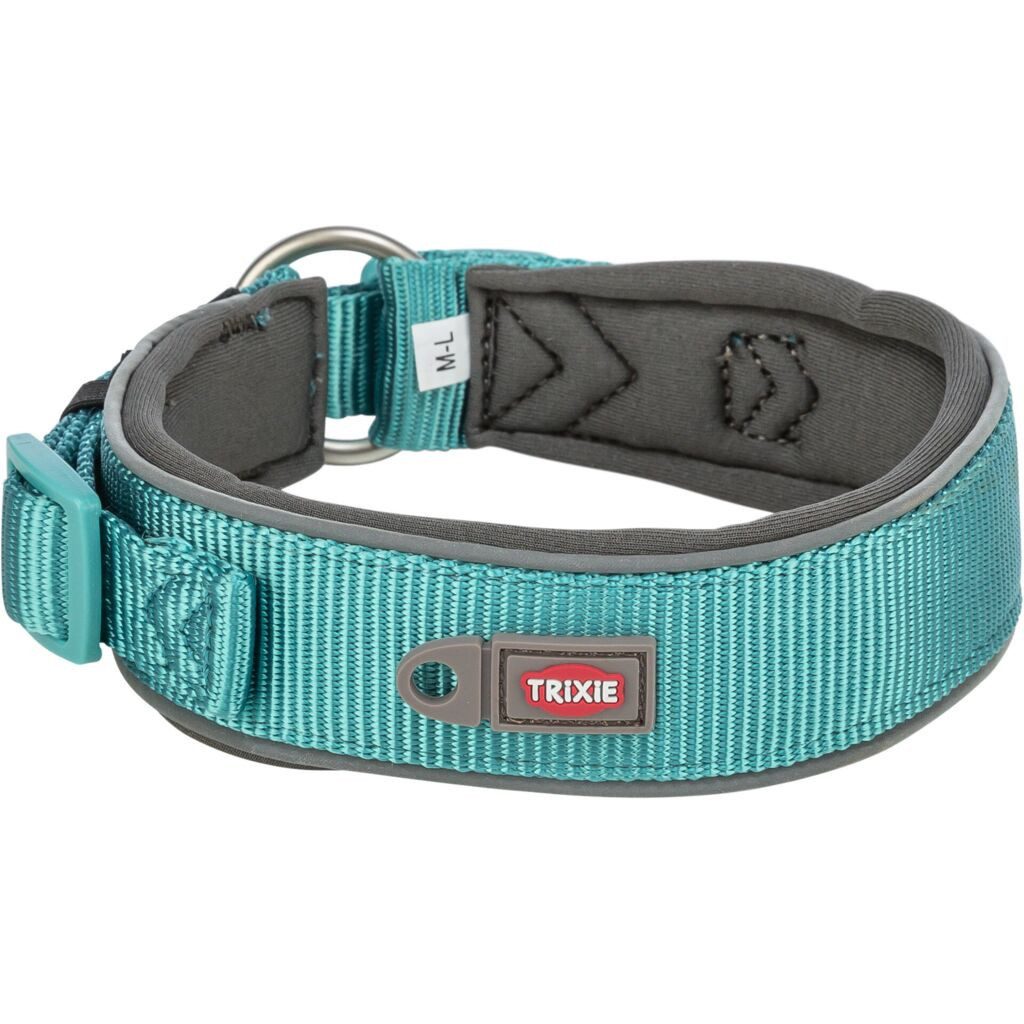 TRIXIE Hunde-Halsband Premium Halsband, extra breit - aqua/grafit - 40–48 cm/40 mm, Gurtband