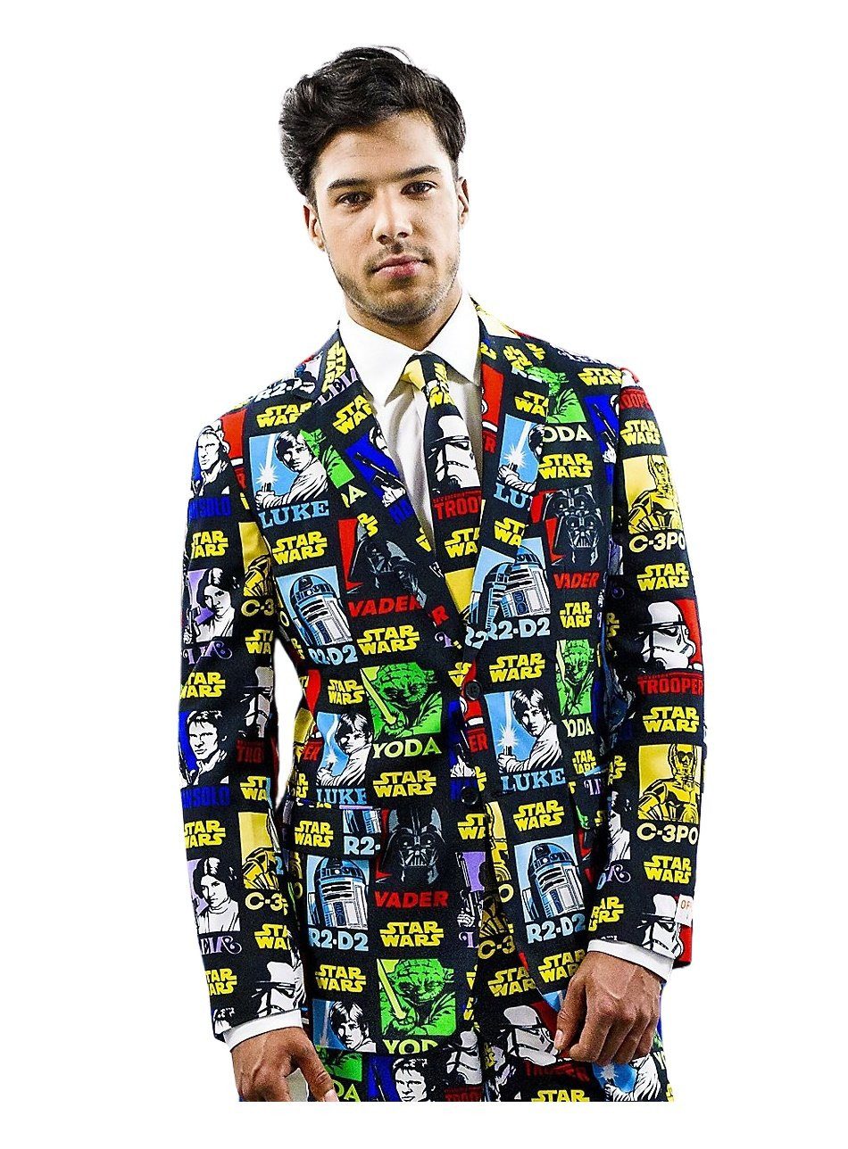 Opposuits Kostüm Strong Force Jackett - slim-fit Sakko für Karneval, Auch ohne Hose top: stylishes Sakko mit Krawatte