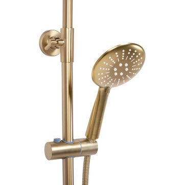wohnwerk.idee Duschsystem Dusche mit Thermostat Lungo Gold Matt Gebürstet