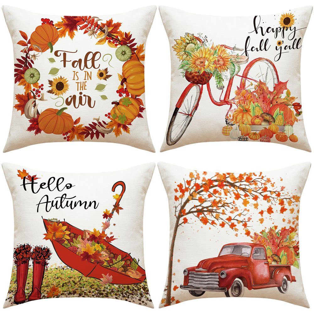 Kissenbezug 4 Kissenhülle cm 45x45 für Kissenbezüge Herbst Stück, FELIXLEO Halloween