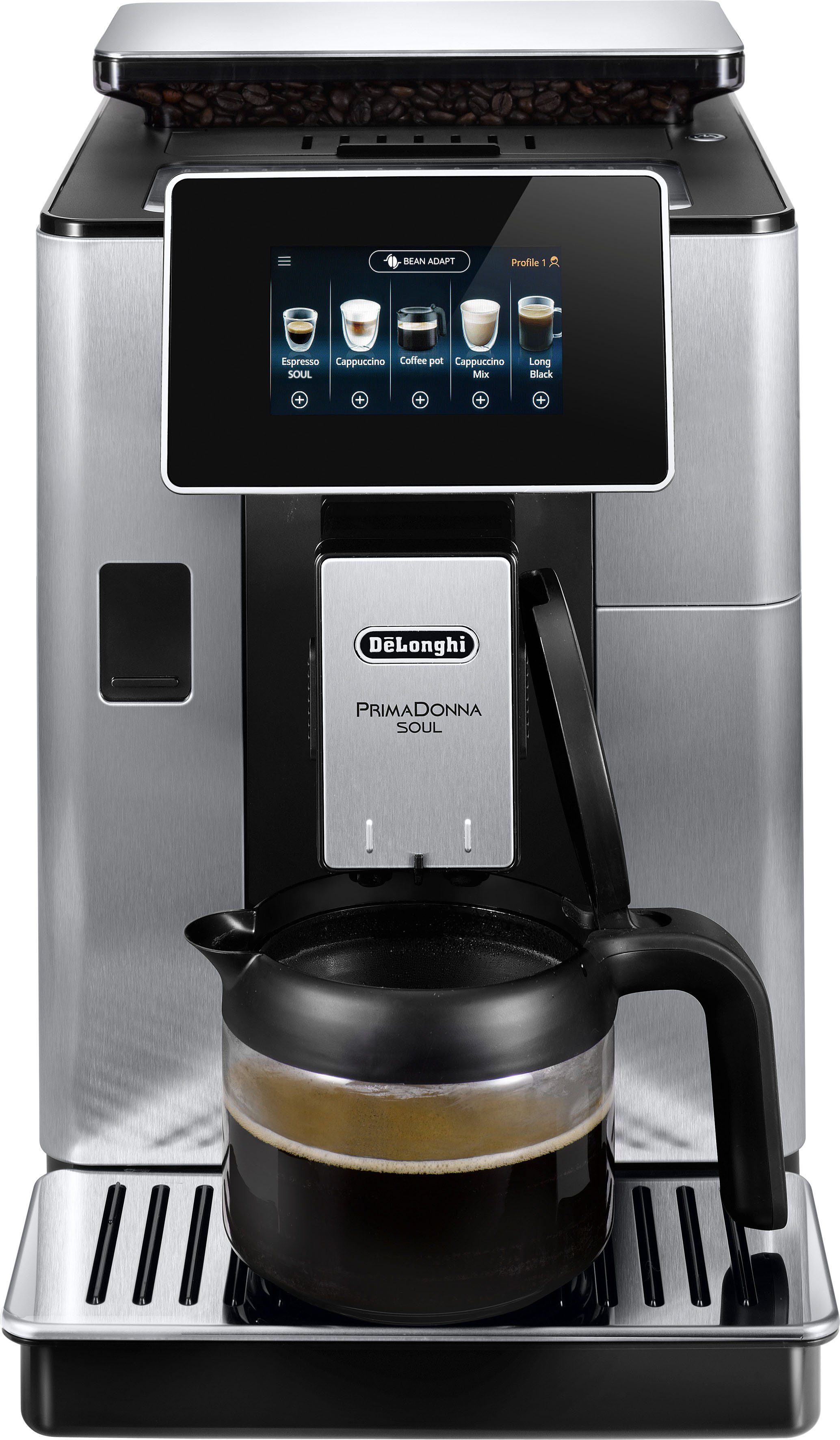 UVP Gläser-Set 29,99 Kaffeevollautomat Wert € inkl. PrimaDonna Kaffeekanne 610.75.MB, ECAM De'Longhi UVP von im € 46,90 Soul +