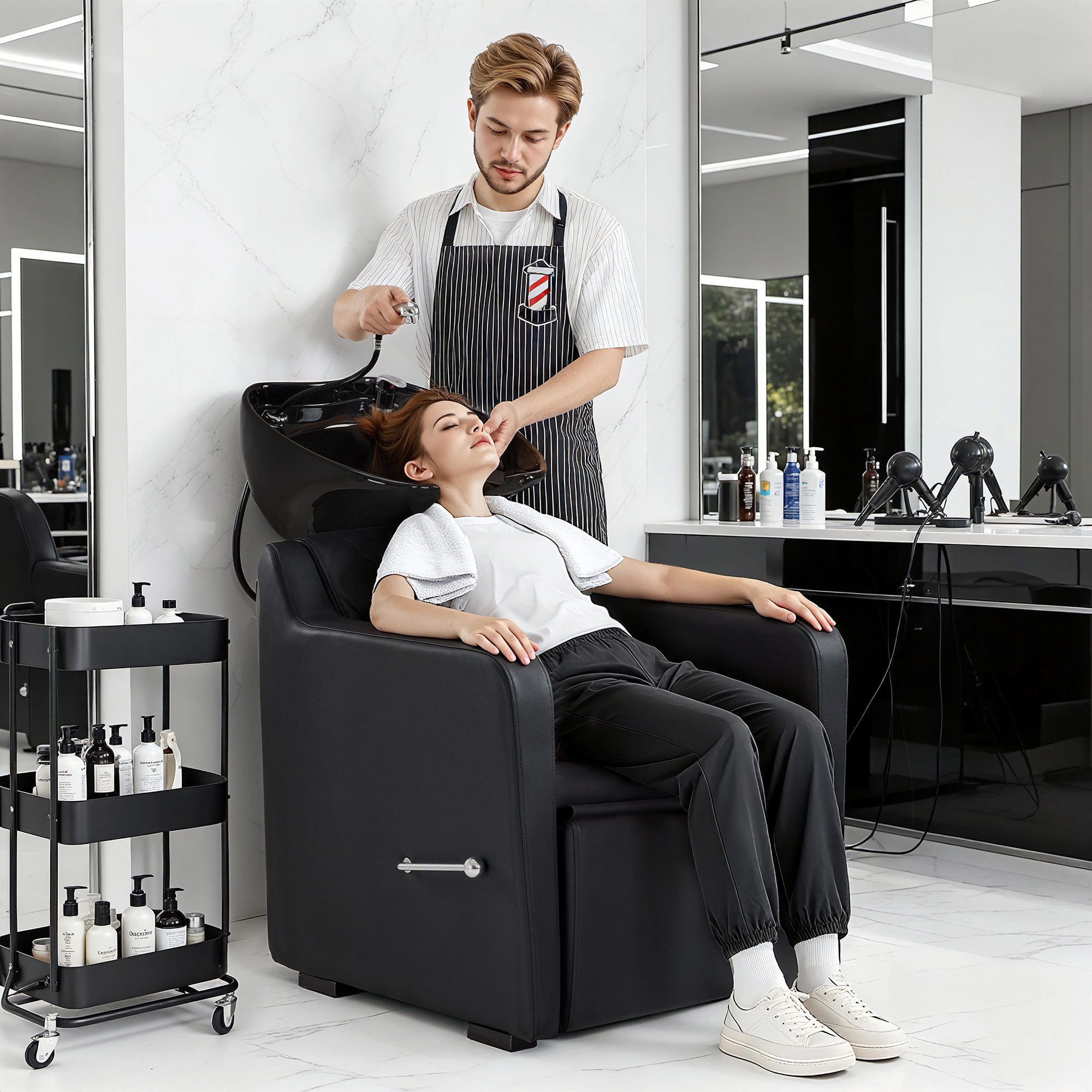 Barberpub Waschbecken BarberPub Friseurstuhl mit Waschbecken günstig online kaufen