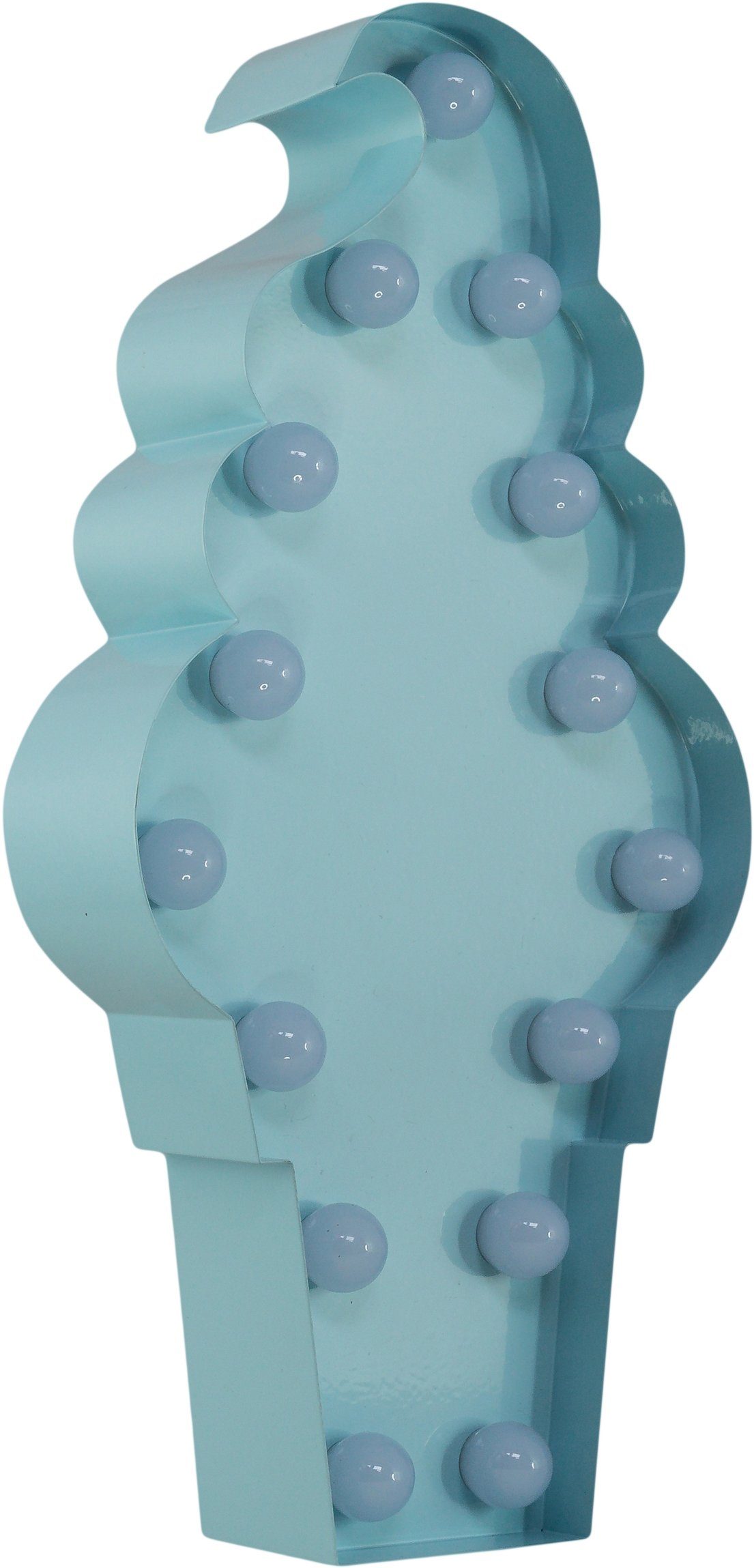 MARQUEE LIGHTS LED Dekolicht Icecream, - fest festverbauten Icecream blau Warmweiß, mit Tischlampe 15 15x31 Wandlampe, cm LED LEDs integriert