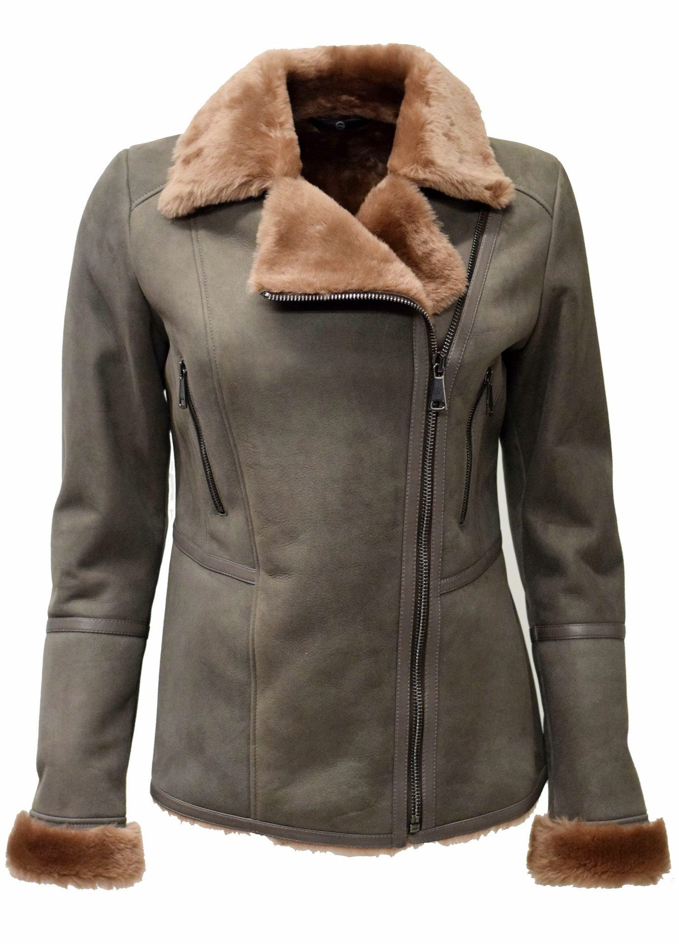 Zimmert Leather Lederjacke Raubiene Lammfelljacke Grau günstig online kaufen