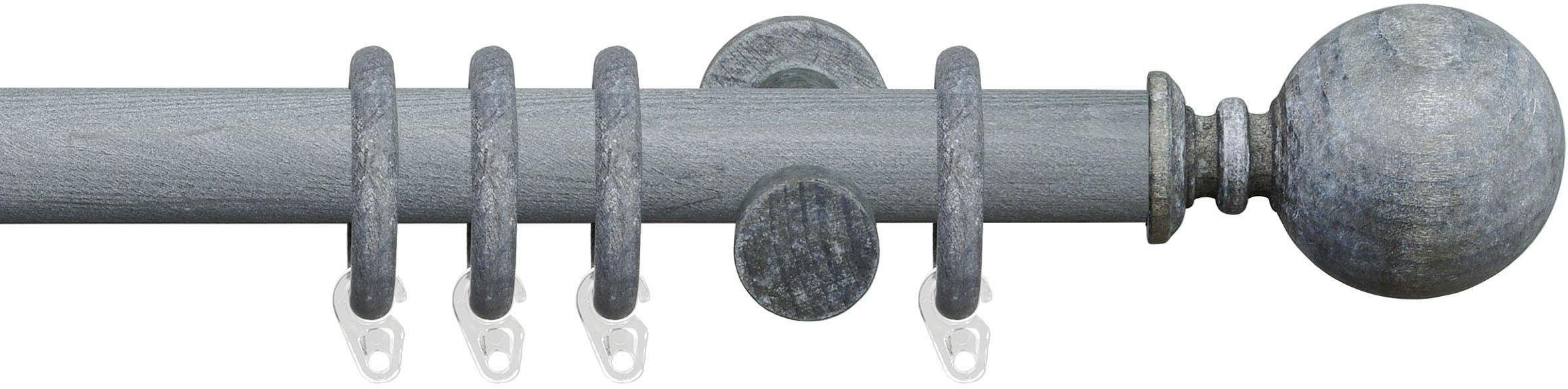 Liedeco Gardinenstange Terra Kugel, Ø 28 mm, 1-läufig, Fixmaß, verschraubt, Holzwerkstoff