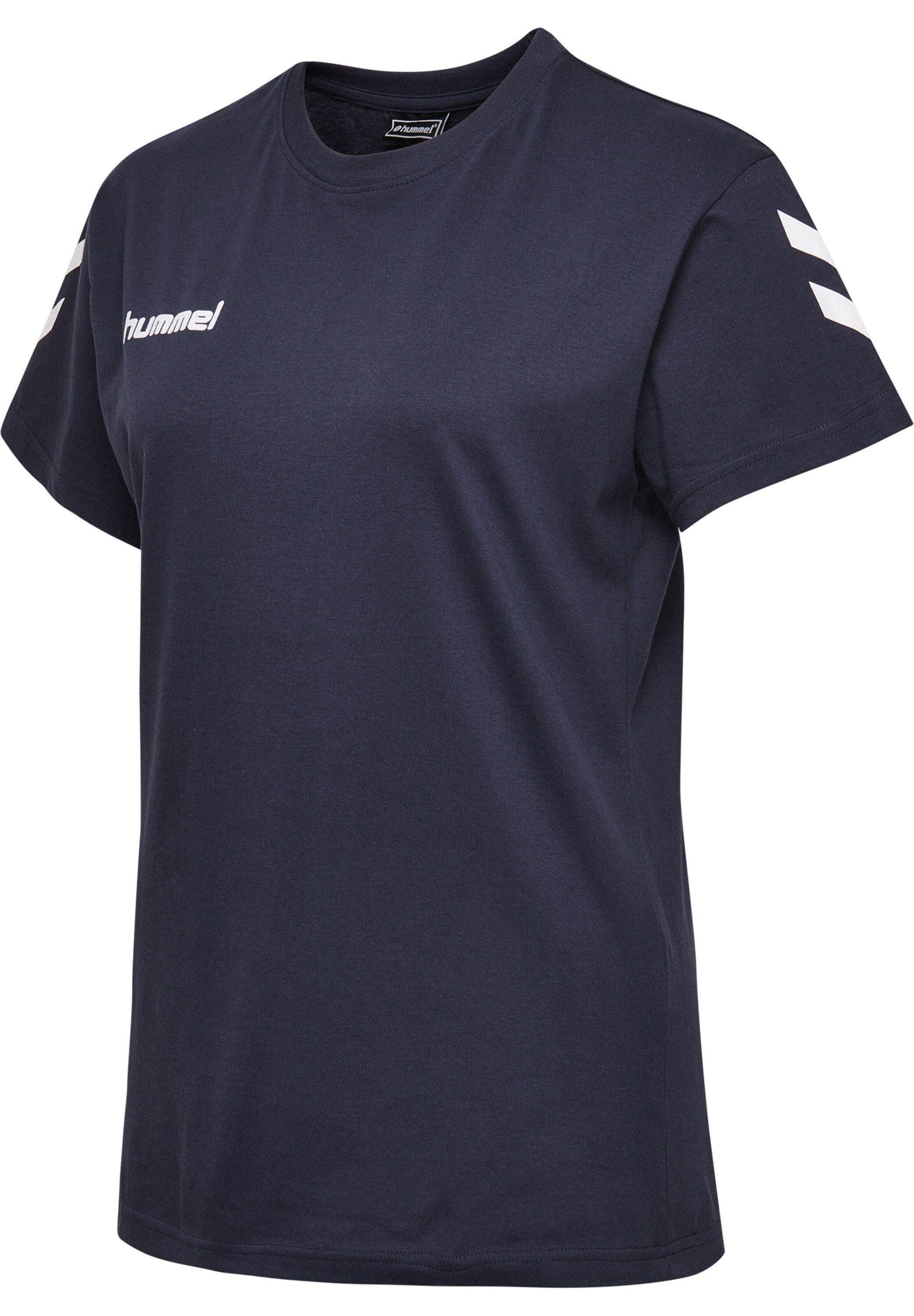 hummel T-Shirt (1-tlg) Plain/ohne Details, Seitenstreifen Blau