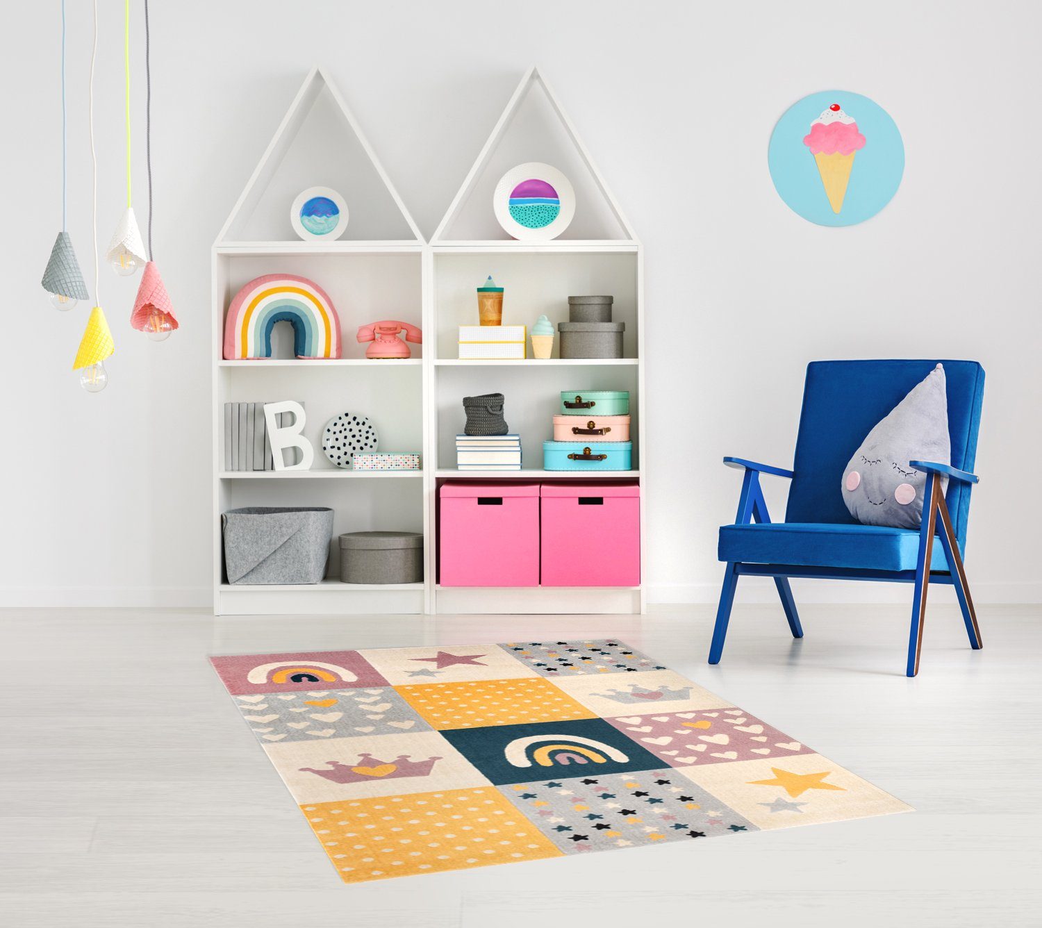Kinderteppich Kinderzimmerteppich Design-Teppich für Kinderzimmer, Schlafzimmerteppi, Rikmani, rechteckig