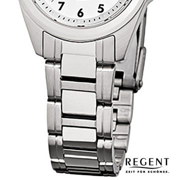 Regent Quarzuhr Regent Damen-Armbanduhr silber Analog F-519, (Analoguhr), Damen Armbanduhr rund, klein (ca. 27mm), Edelstahlarmband