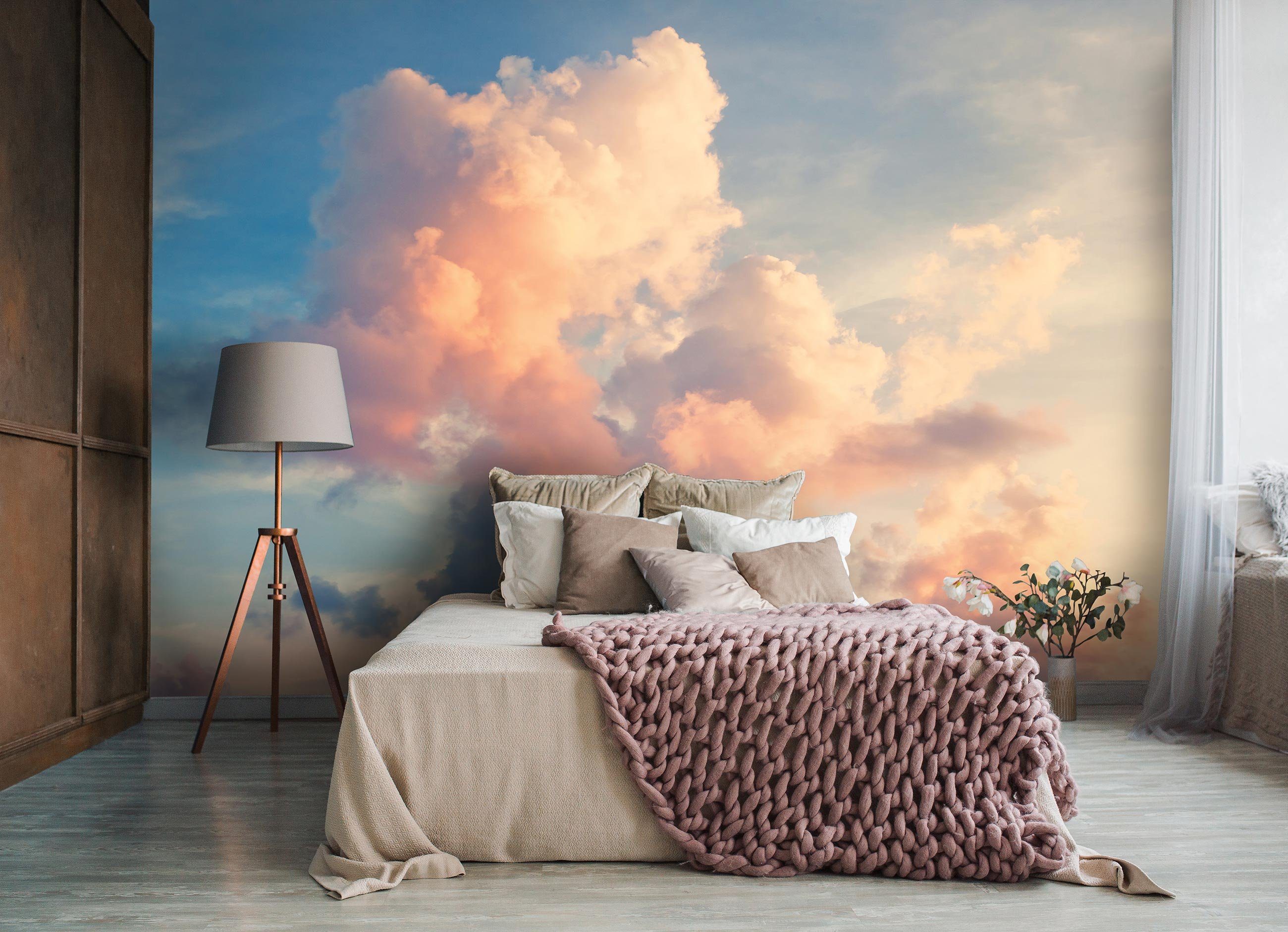 Vliestapete, Kleister Fototapete Kinderzimmer Vlies Wolken Himmel Glatt, inklusive Kinder, Wallarena Natur, Tapete Mädchen Vliestapete