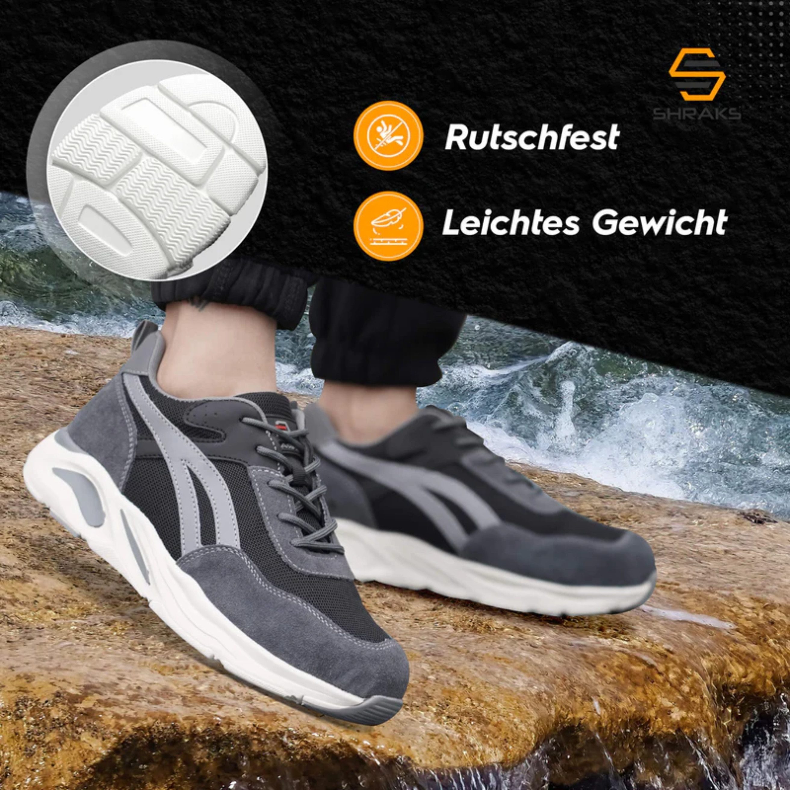 Shraks Nova Sicherheitsschuhe Bequem, Stahlkappe, Rutschfest,ISO20345 Arbeitsschuh