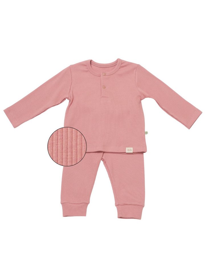 biorganic Langarmshirt & Hose Baby Nature Relax Modal für Jungen und Mädchen Unisex Langarm (Set, 2-tlg., Shirt und Hose) gerippte Textilstruktur (Ripp), Bio-Baumwolle und Modal Größe 68-86