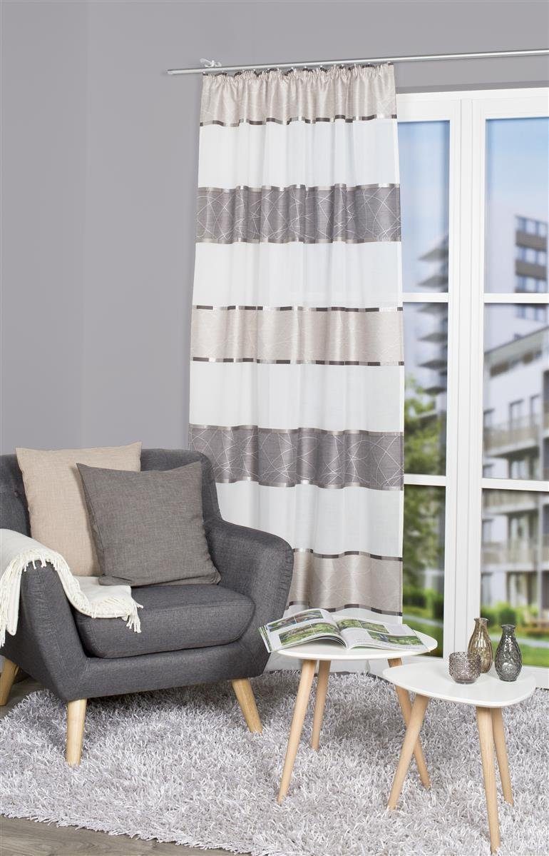HOME WOHNIDEEN Vorhang Walter 245 x 140 cm 1x Fertigschal inkl. 1x Bügelband Stein (1 St), Kunstfaser, 1x Fertigschal inkl. 1x Bügelband Stein