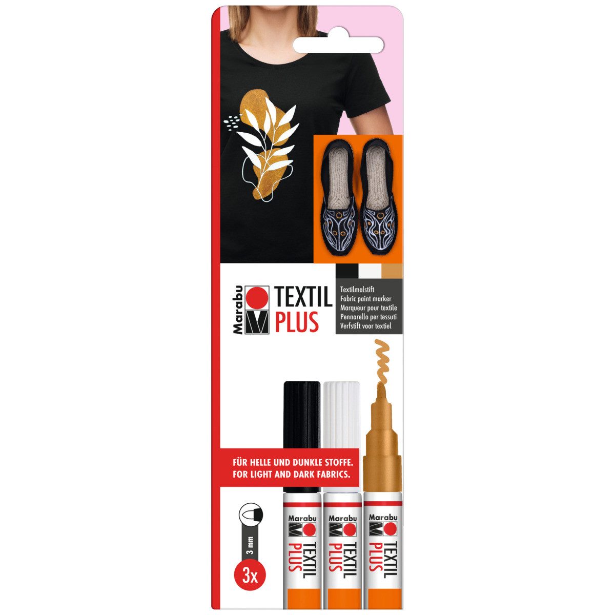 Marabu Textilmarker Marabu Textilmalstift Textil Painter Plus 3mm 3 Stück