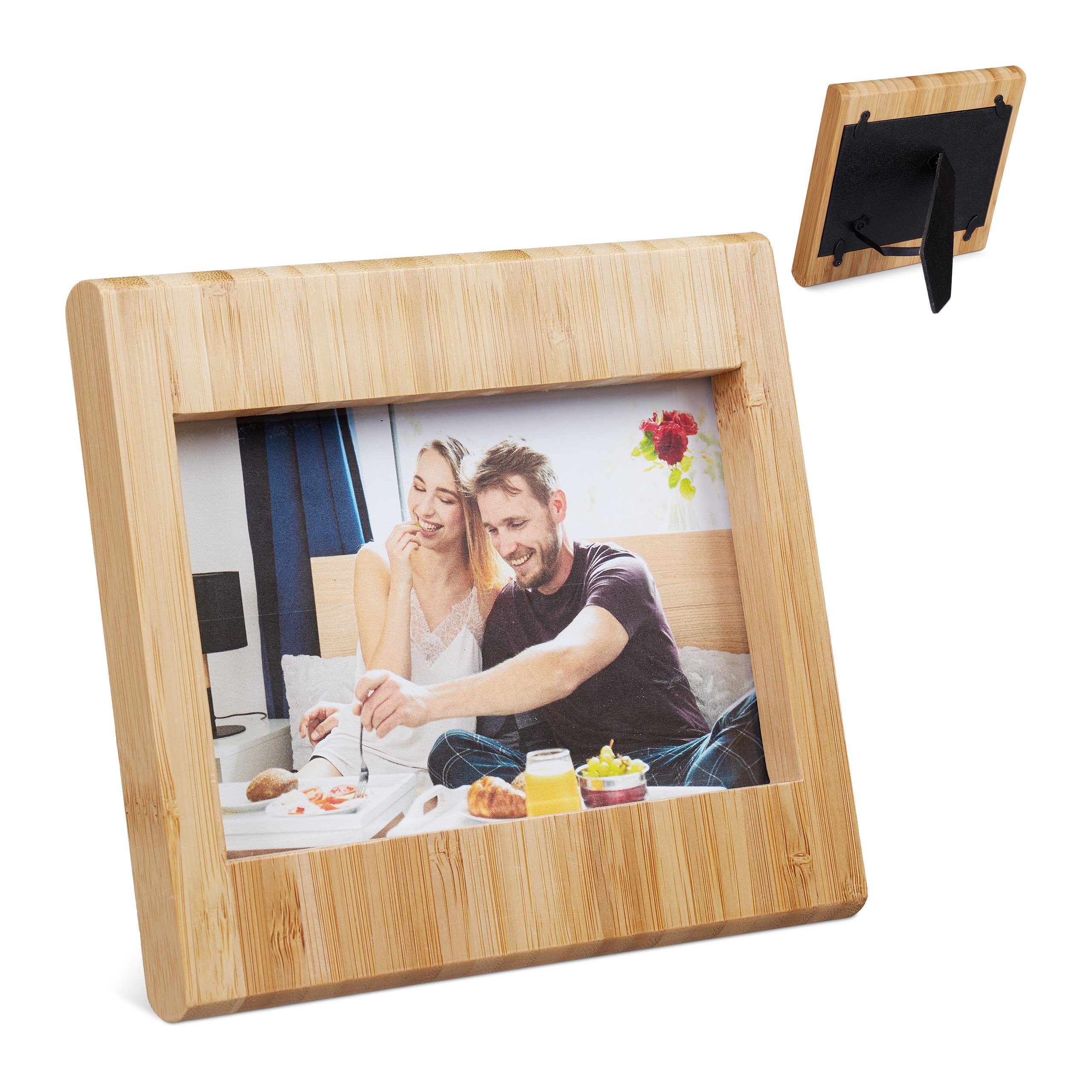relaxdays Bilderrahmen Bambus Bilderrahmen
