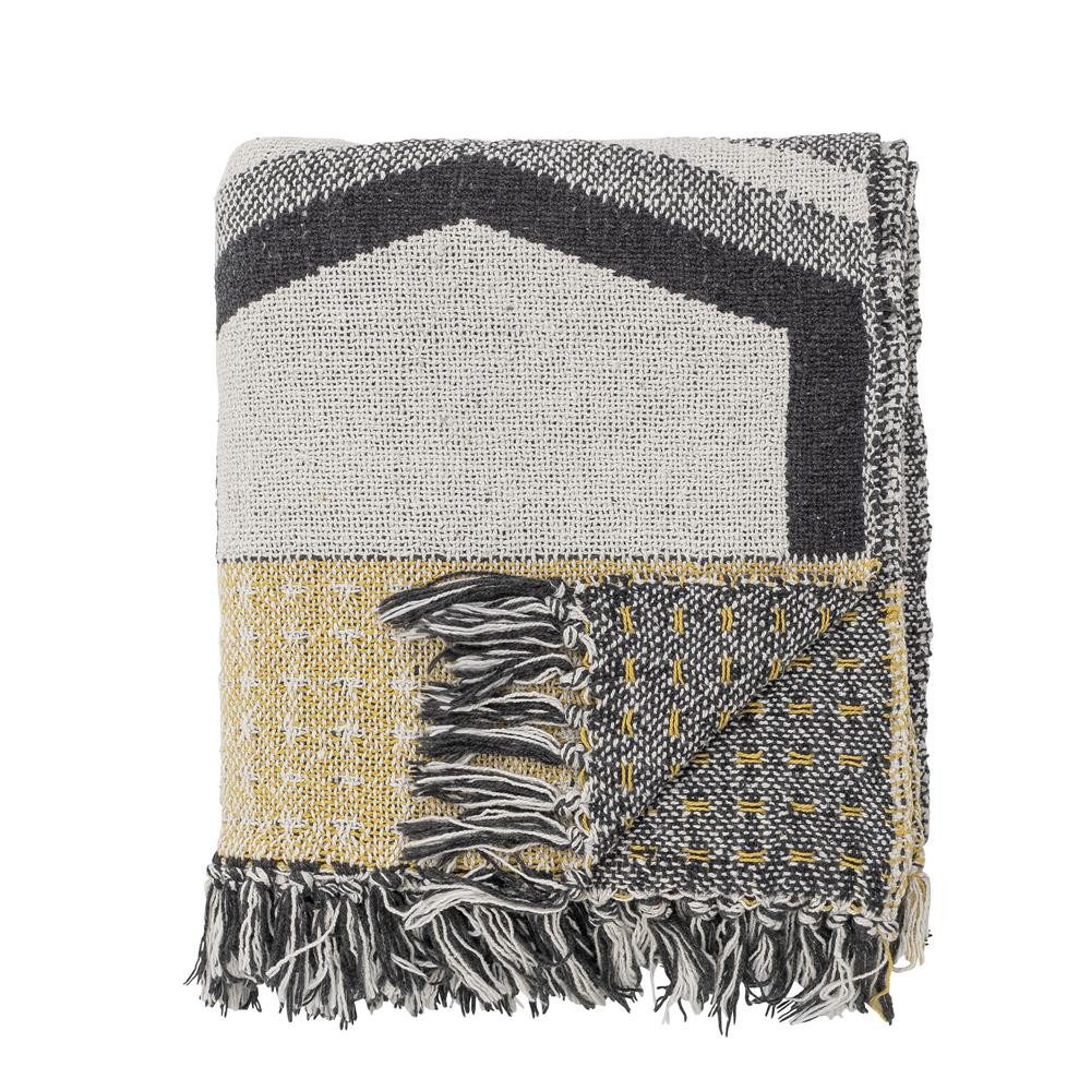 Wohndecke Annli Tagesdecke in Grau aus recycelter Baumwolle, Bloomingville, dänisches Design, Kuscheldecke, Sofadecke, warme Farbtöne, Sommerdecke
