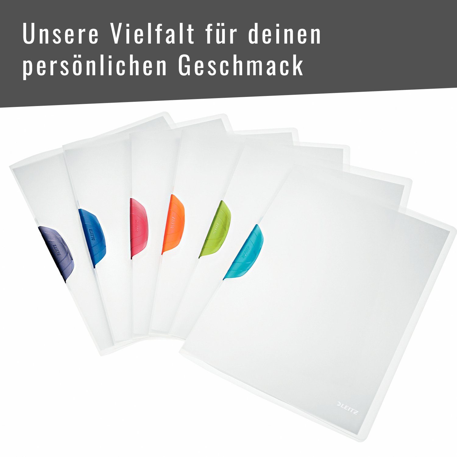 LEITZ Schulheft ColorClip Magic Blätter (80 für 30 bis Clip-Verschluss Hefter, dunkelgrau zu drehbarer g/m)