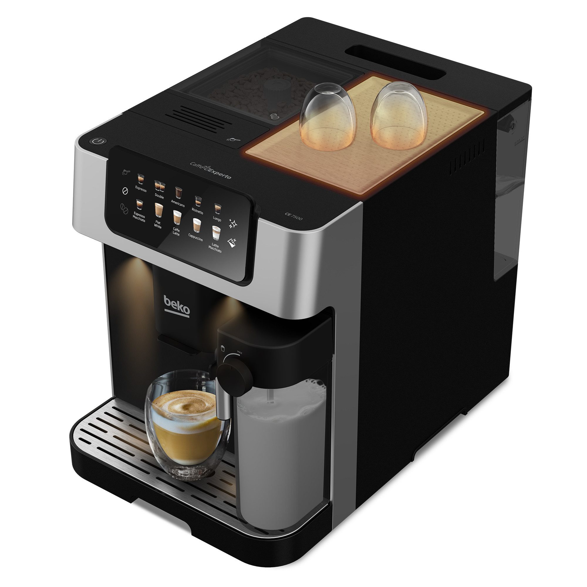 BEKO Kaffeevollautomat CEG 7304 X, Zweifachdüse inkl. Beleuchtung, Automatische Reinigung