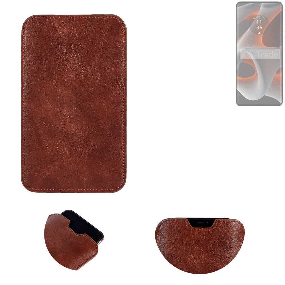K-S-Trade Handyhülle für Motorola Edge 50 Pro, Schutzhülle Handyhülle Handytasche Kunstleder Sleeve in braun
