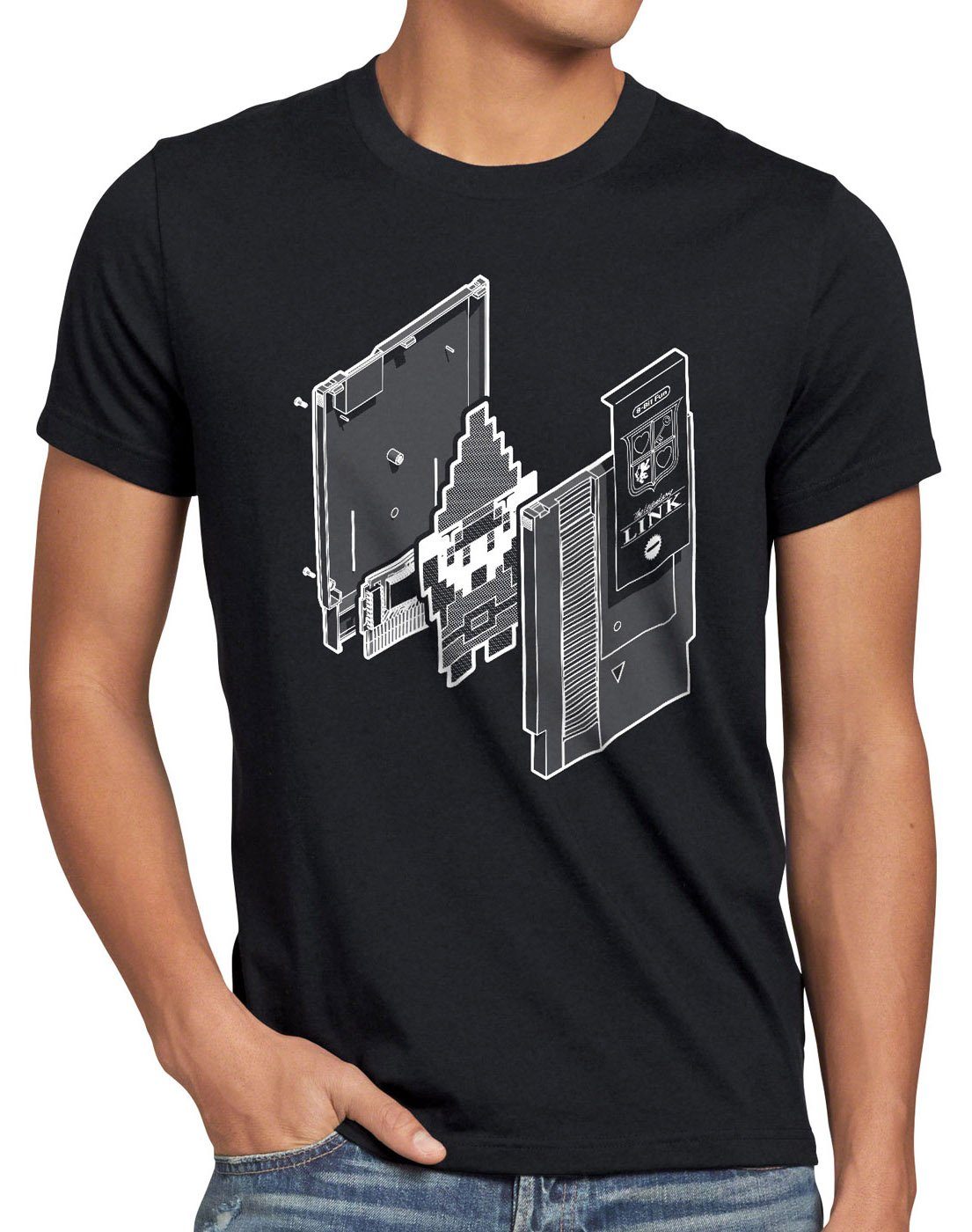 style3 Print-Shirt Herren T-Shirt Adventure of Link classic gamer switch snes 8-Bit schwarz