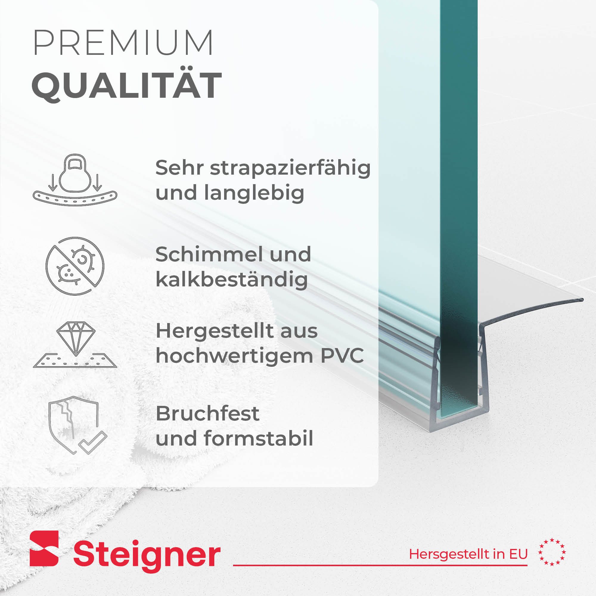 STEIGNER Duschdichtung Duschtürdichtung Gerade UK11 30 cm (1 Stk) Transparent 6-8 mm, L: 30 cm, (1 Stück Packung, Einzeldichtung), Dichtung für Eckeinstieg Dusc – Bild 4 von 5