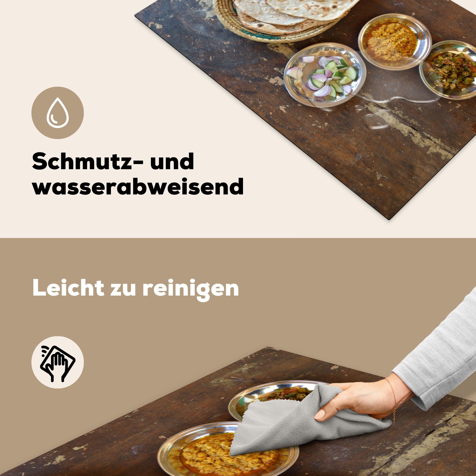 cm, küche, für Ceranfeldabdeckung Herdblende-/Abdeckplatte tlg), Mittagessen, die (1 Schutz Pakistanisches Induktionskochfeld Vinyl, MuchoWow 81x52