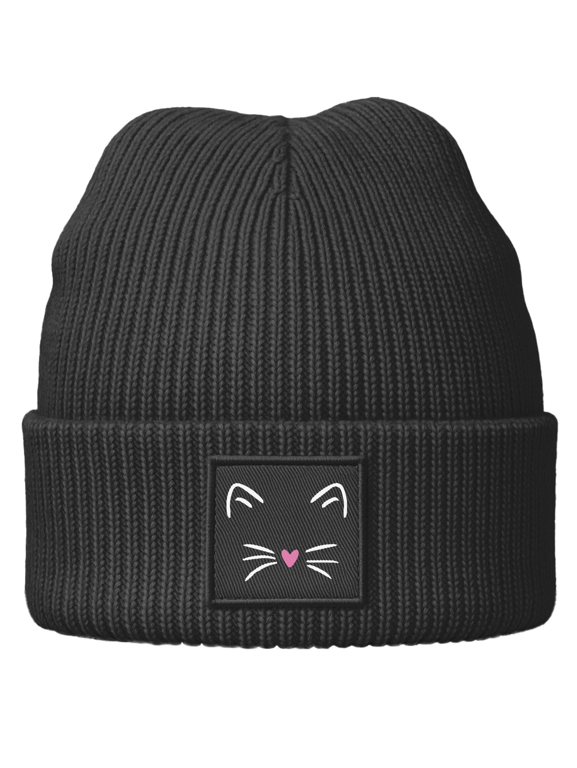 SpecialMe Beanie Kinder Beanie Mädchen Design Katze Aufdruck Print Strickmütze
