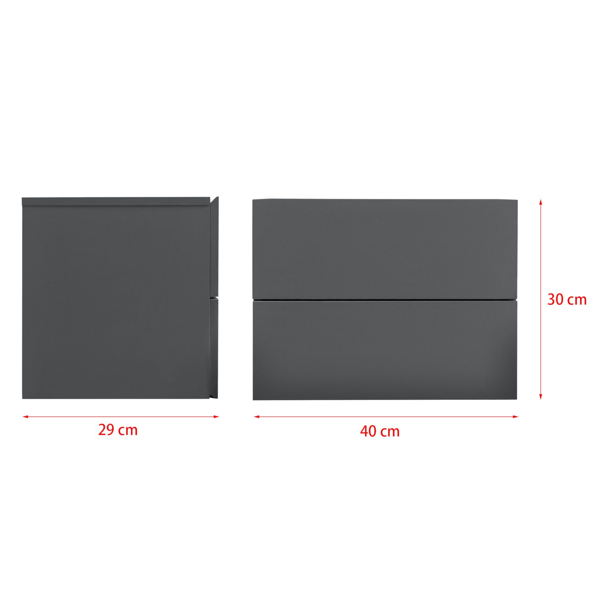 en.casa Hängeschrank »Ampfing« Wandschrank mit 2 Schubladen 40x29x30 cm Dunkelgrau – Bild 5 von 5