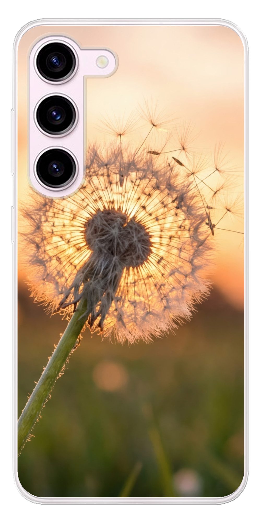 MuchoWow Handyhülle für Samsung Galaxy S23 Löwenzahn - Sonnenuntergang - Feld, Phone Case, Silikon, Schutzhülle Dünn