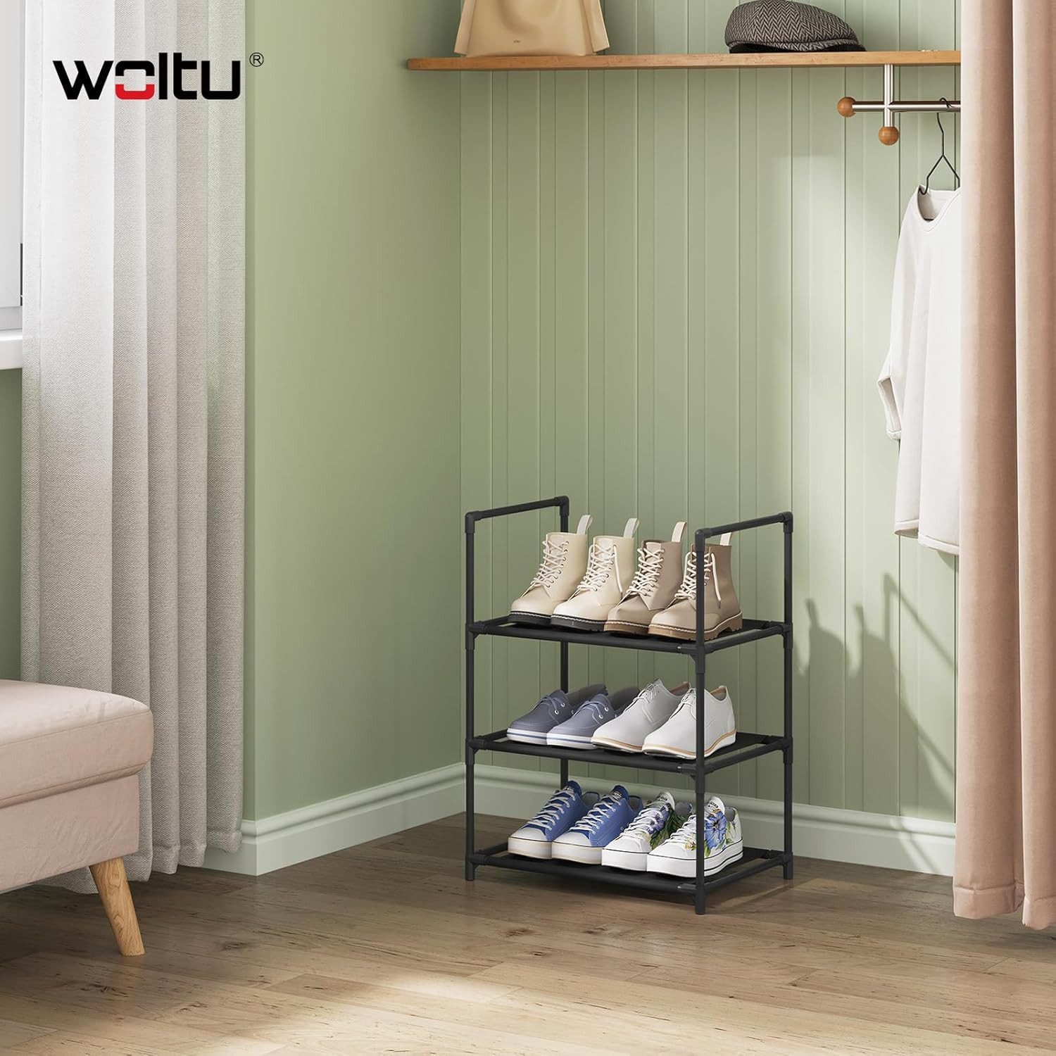 Woltu Schuhregal, 1-tlg., 3-Ebenen, kompakte und abnehmbare Regale, Metallg günstig online kaufen