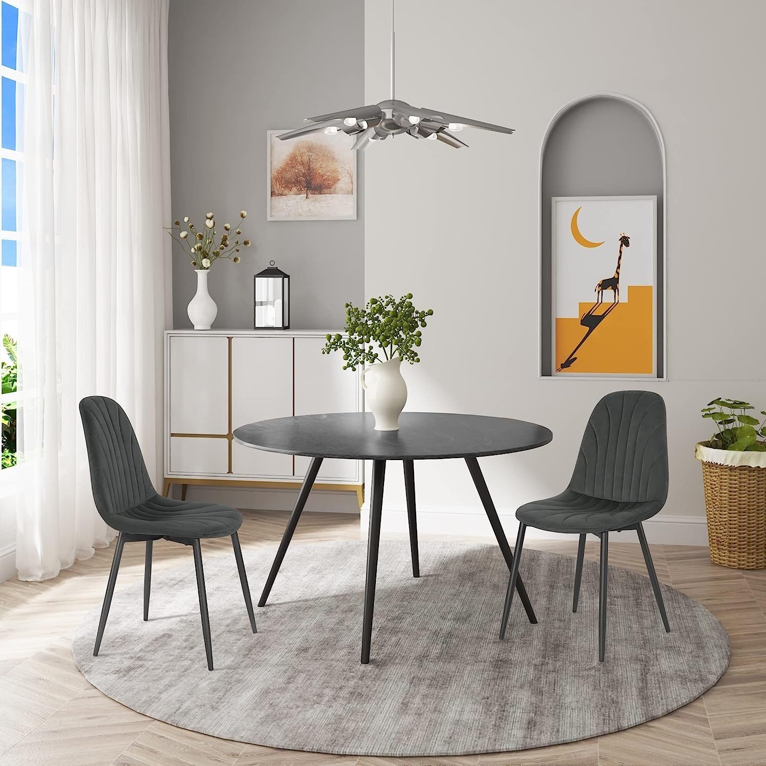 EUGAD Esszimmerstuhl (Set, 4 St), ergonomischer Polsterstuhl mit Samtbezug günstig online kaufen