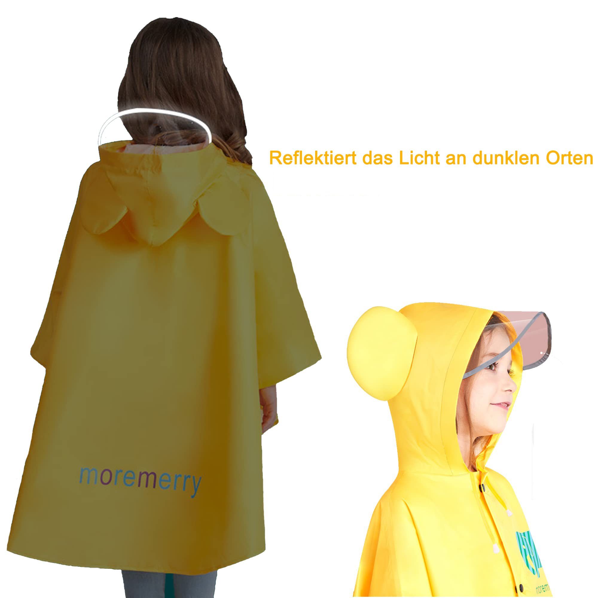 GelldG Regenmantel Kinder Regencape Regenfest, Regenmantel Gelb(L) Faltbare tragbare Regenponcho