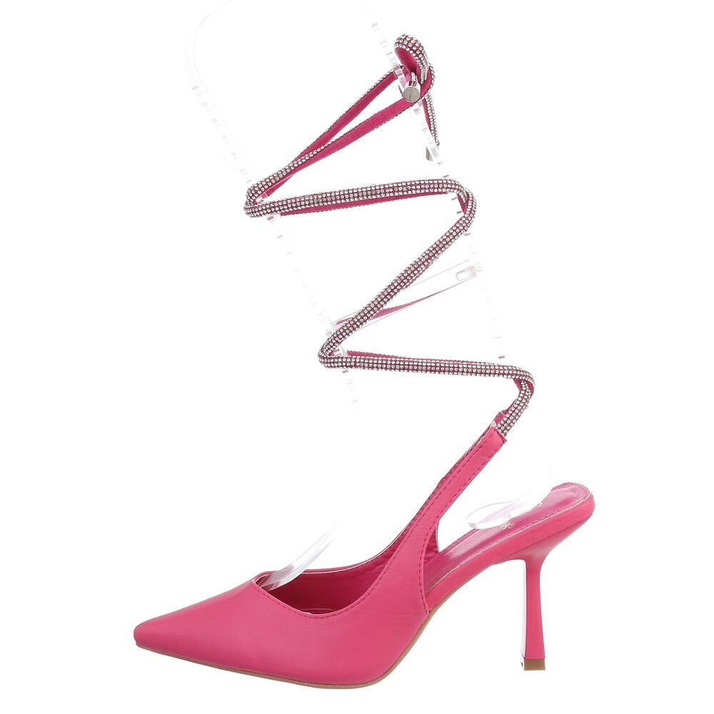 Pfennig-/Stilettoabsatz in Damen Elegant High Heel Ital-Design Pink Abendschuhe Schnürpumps Pumps
