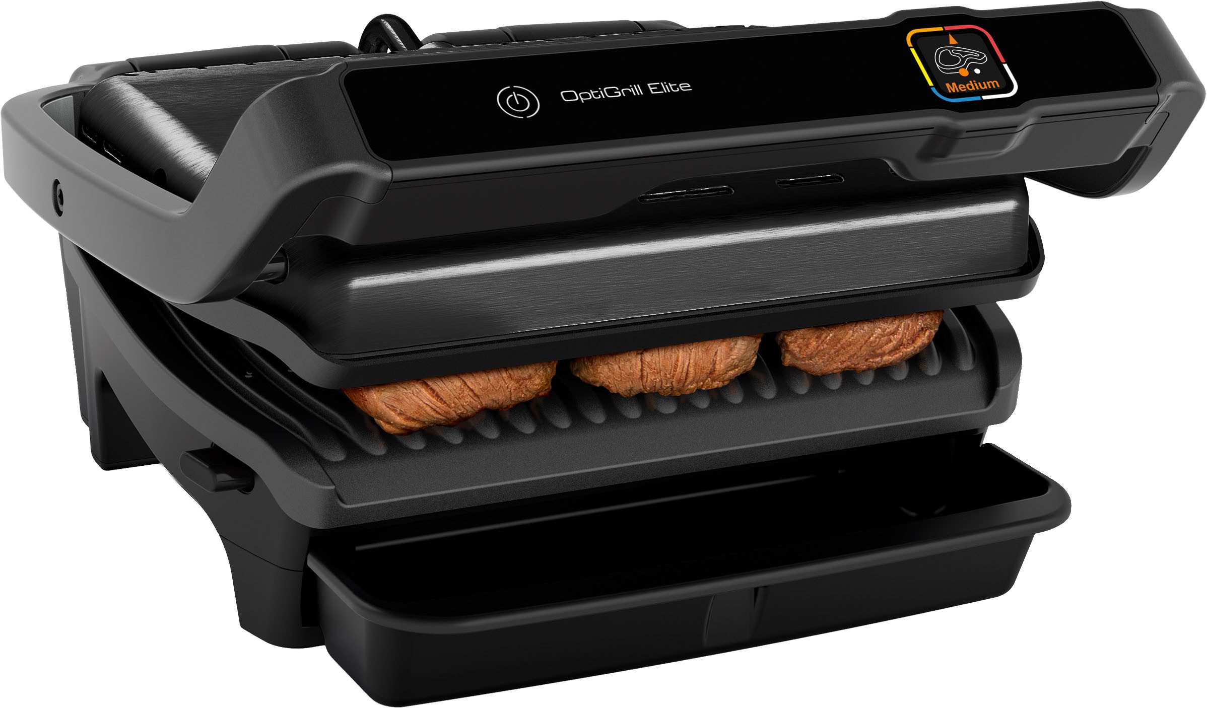 Tefal Kontaktgrill GC7508 OptiGrill Elite, 2000 W, Grillassistent, intuitive Bedienung, 12 voreingestellte Programme